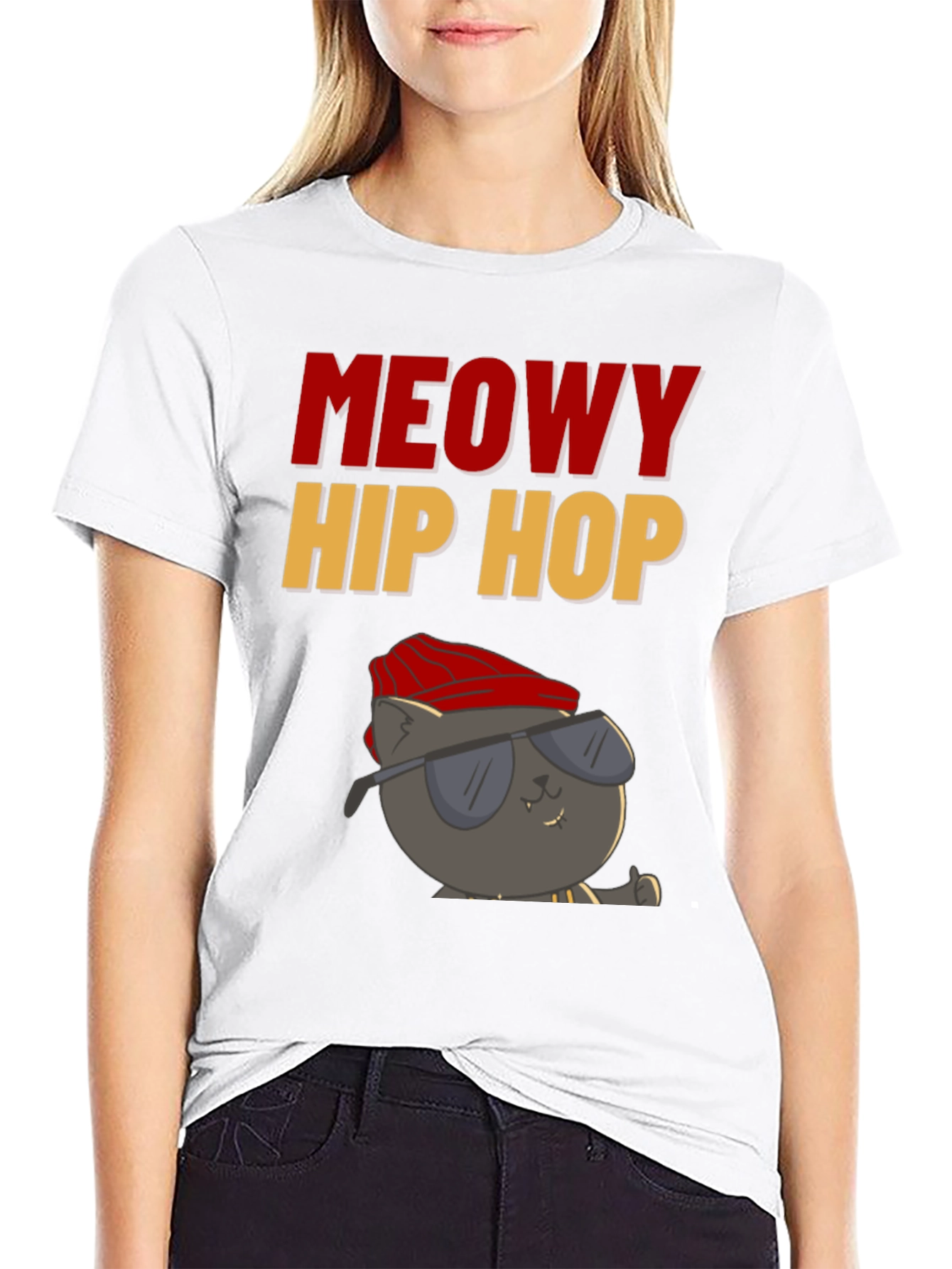 Meowy Hip Hop Black T-Shirt