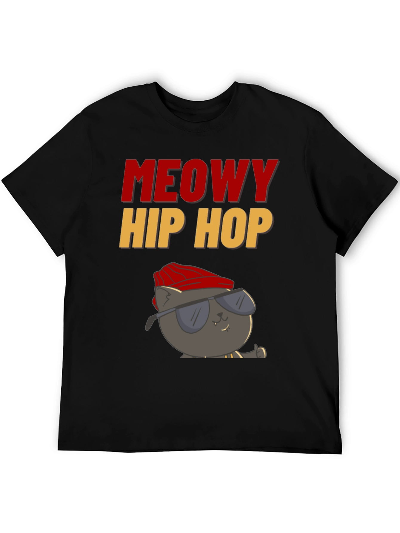 Meowy Hip Hop Black T-Shirt