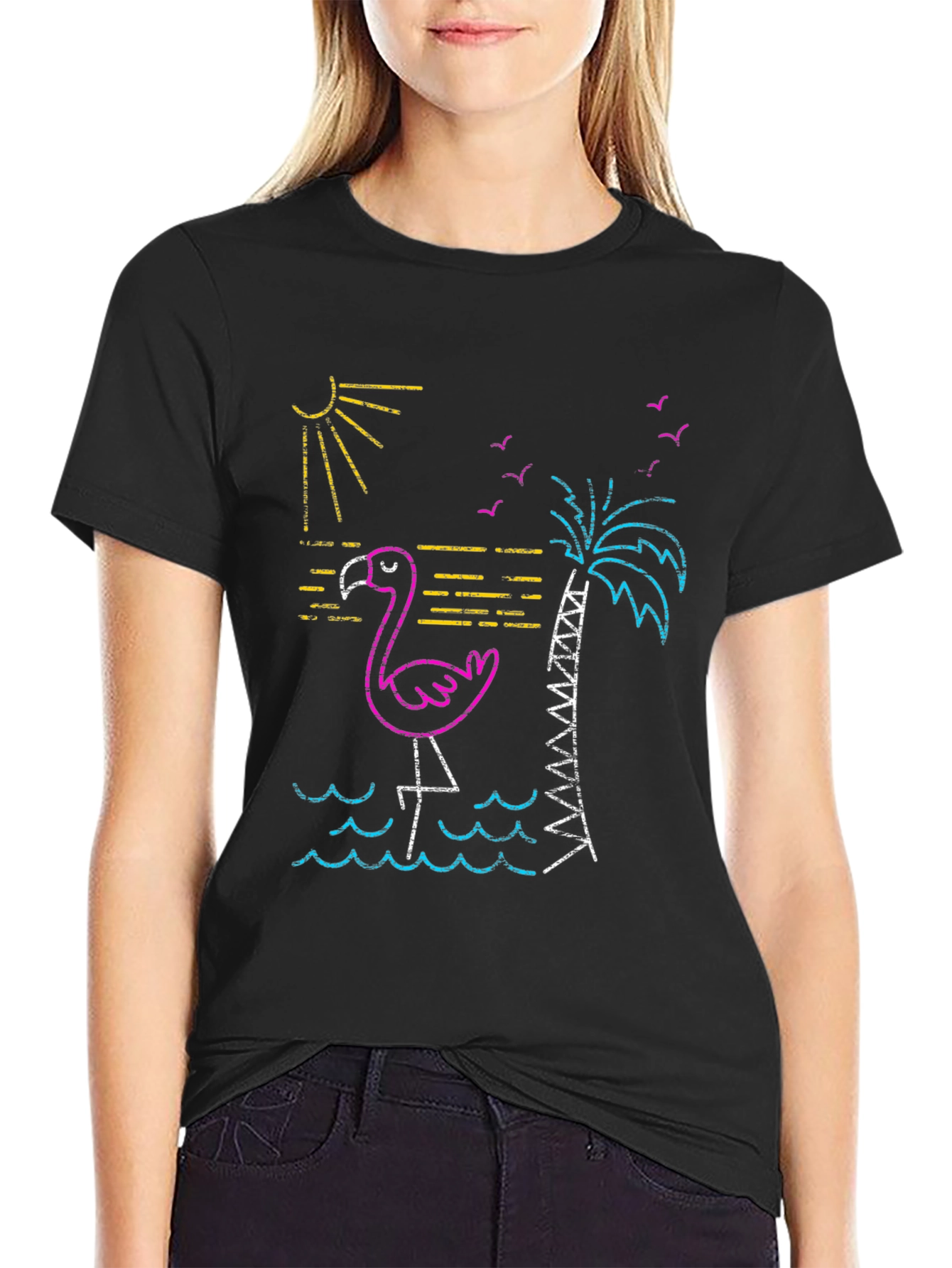 Neon Flamingo T-Shirt - Tropical Vibes
