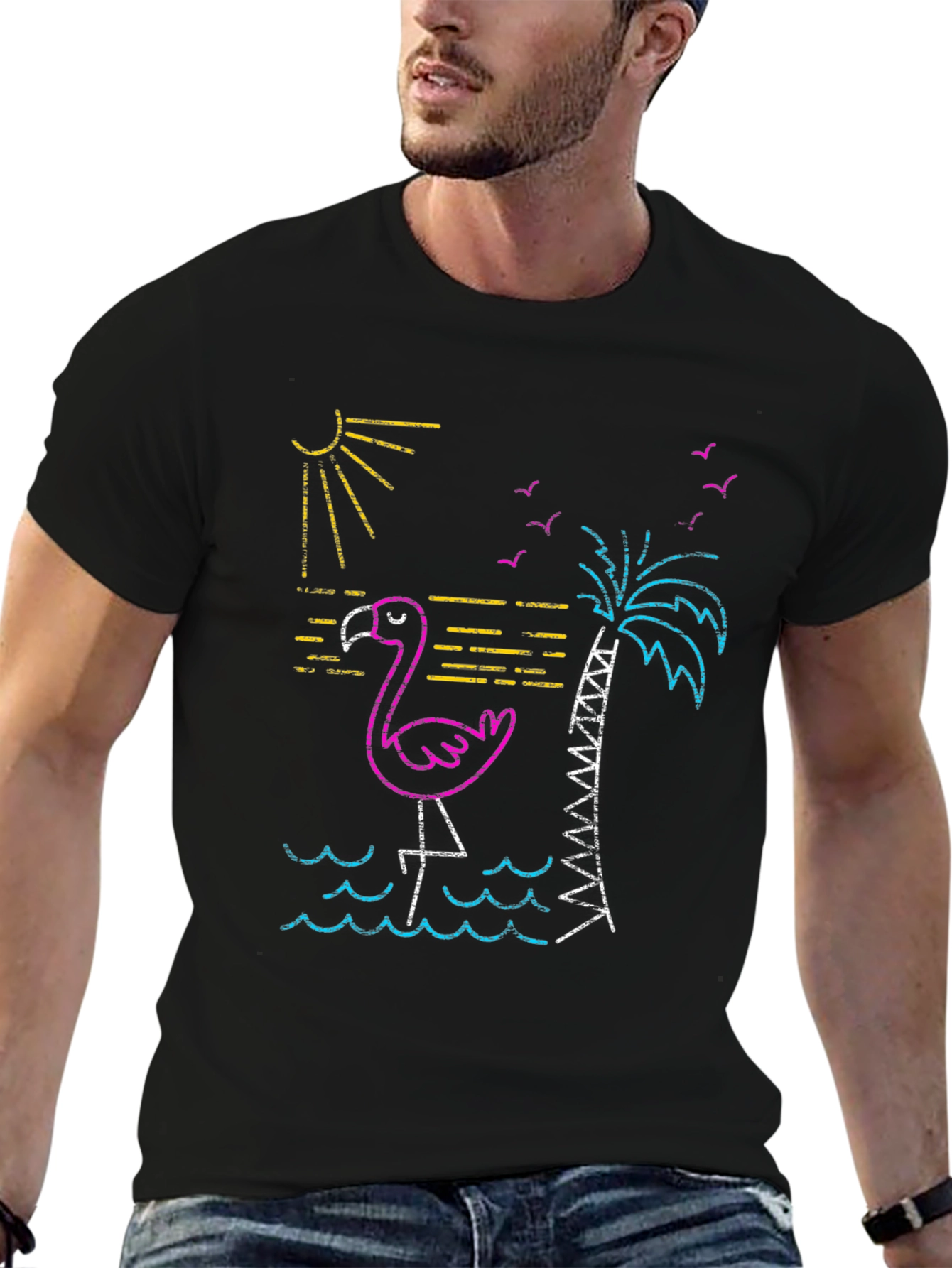 Neon Flamingo T-Shirt - Tropical Vibes