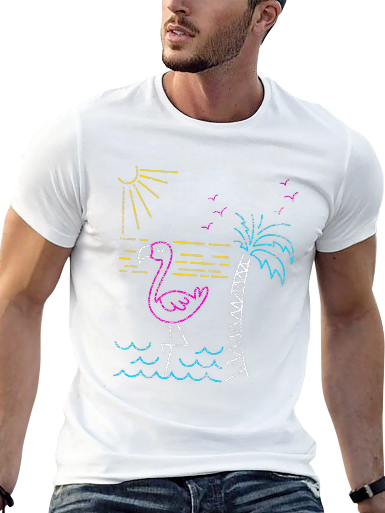 Neon Flamingo T-Shirt - Tropical Vibes