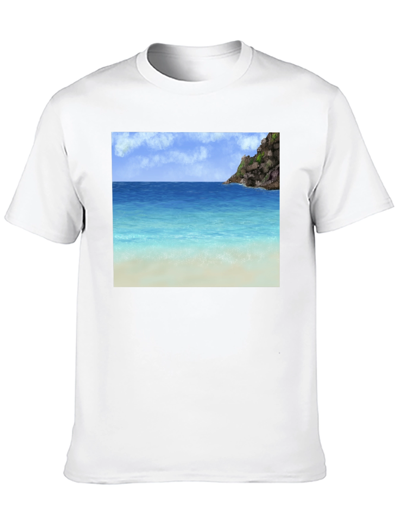 Beach Scene Graphic Tee - Tropical Island Vibes