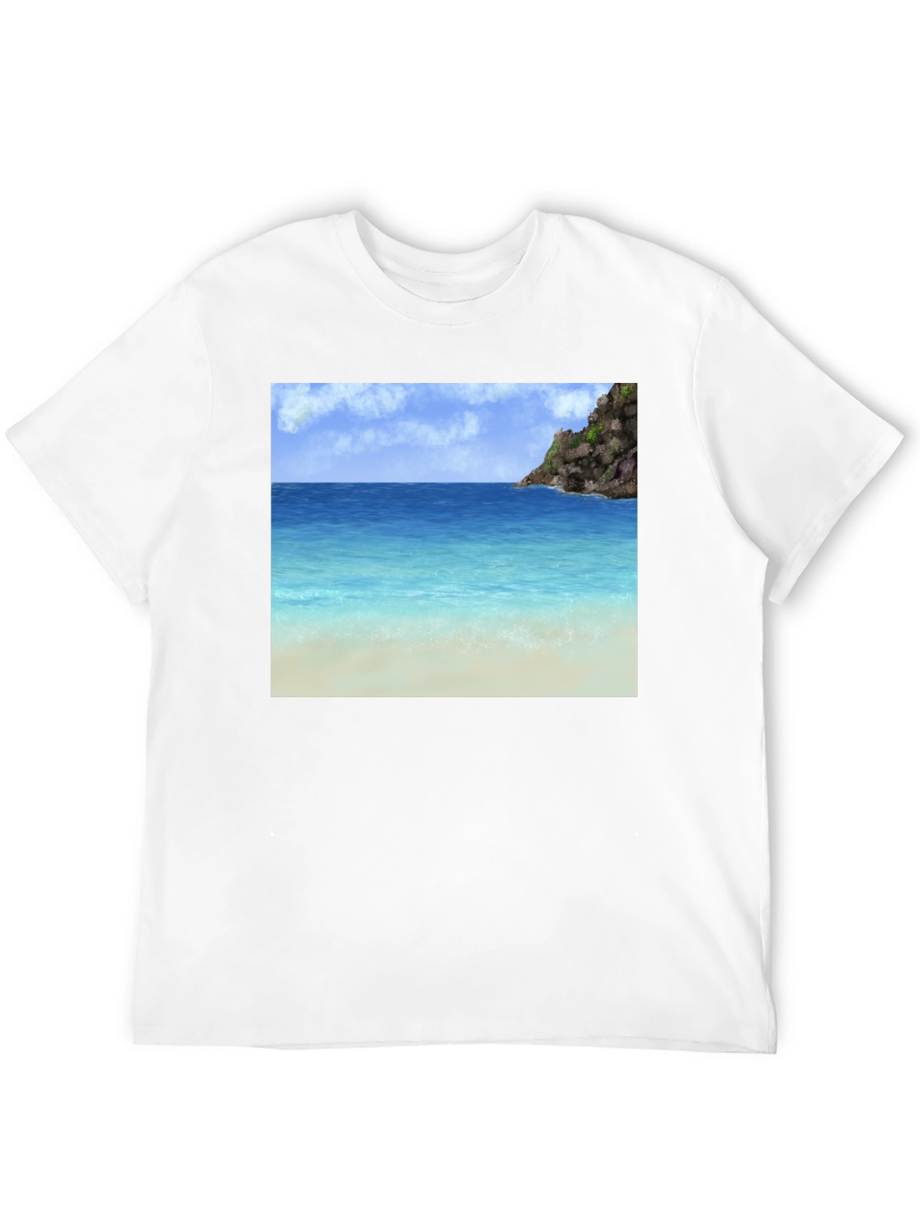 Beach Scene Graphic Tee - Tropical Island Vibes
