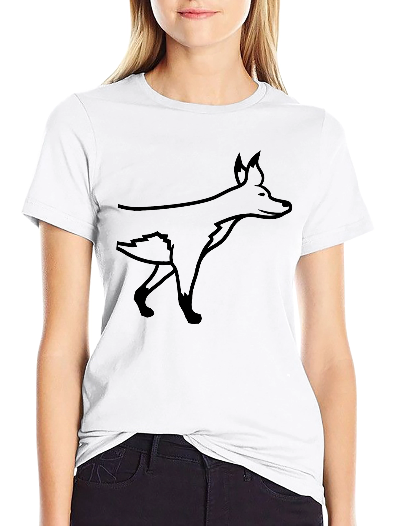 Black T-Shirt with Minimalist Animal Design