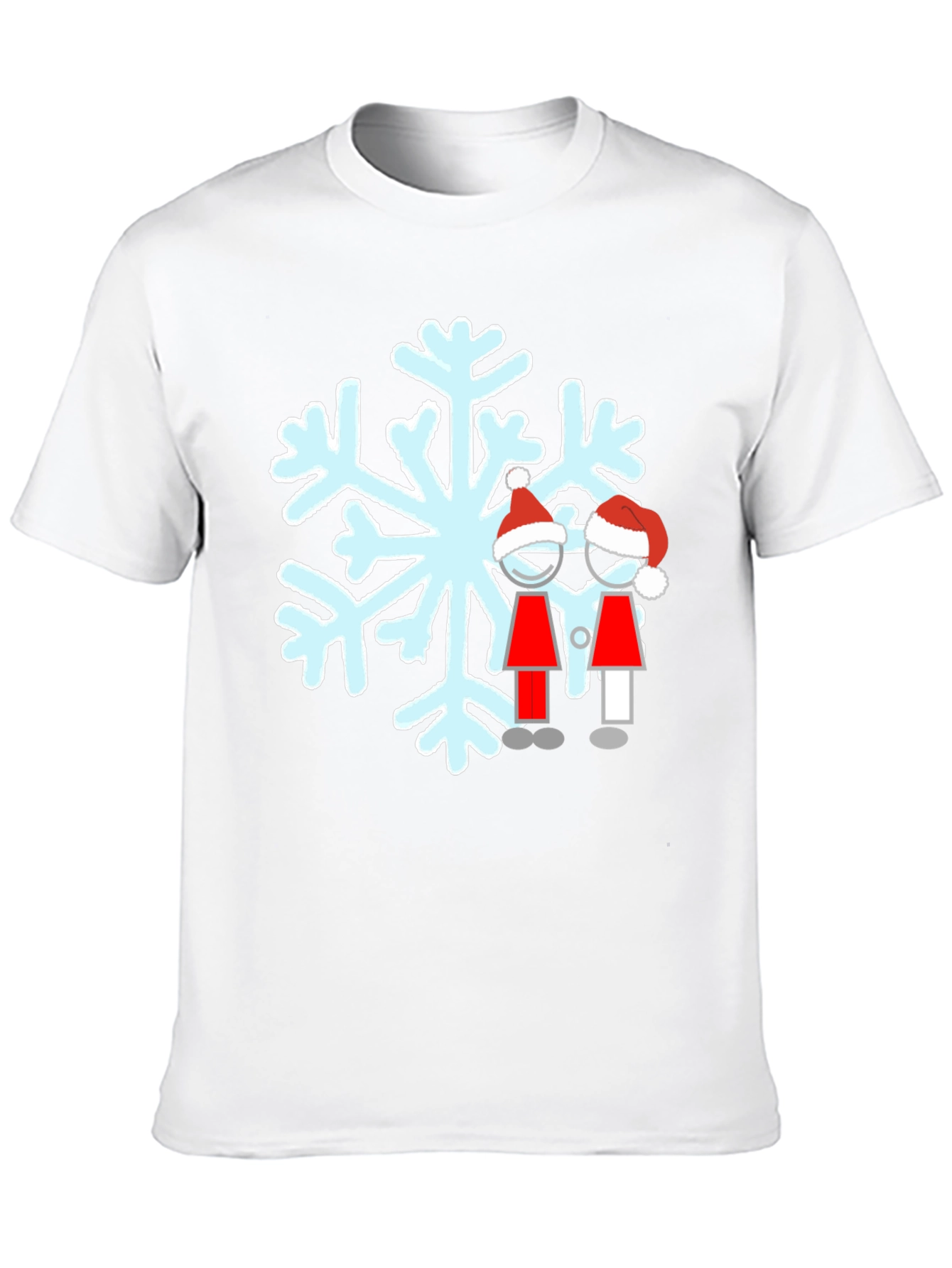 Festive Snowflake Couple Graphic T-Shirt