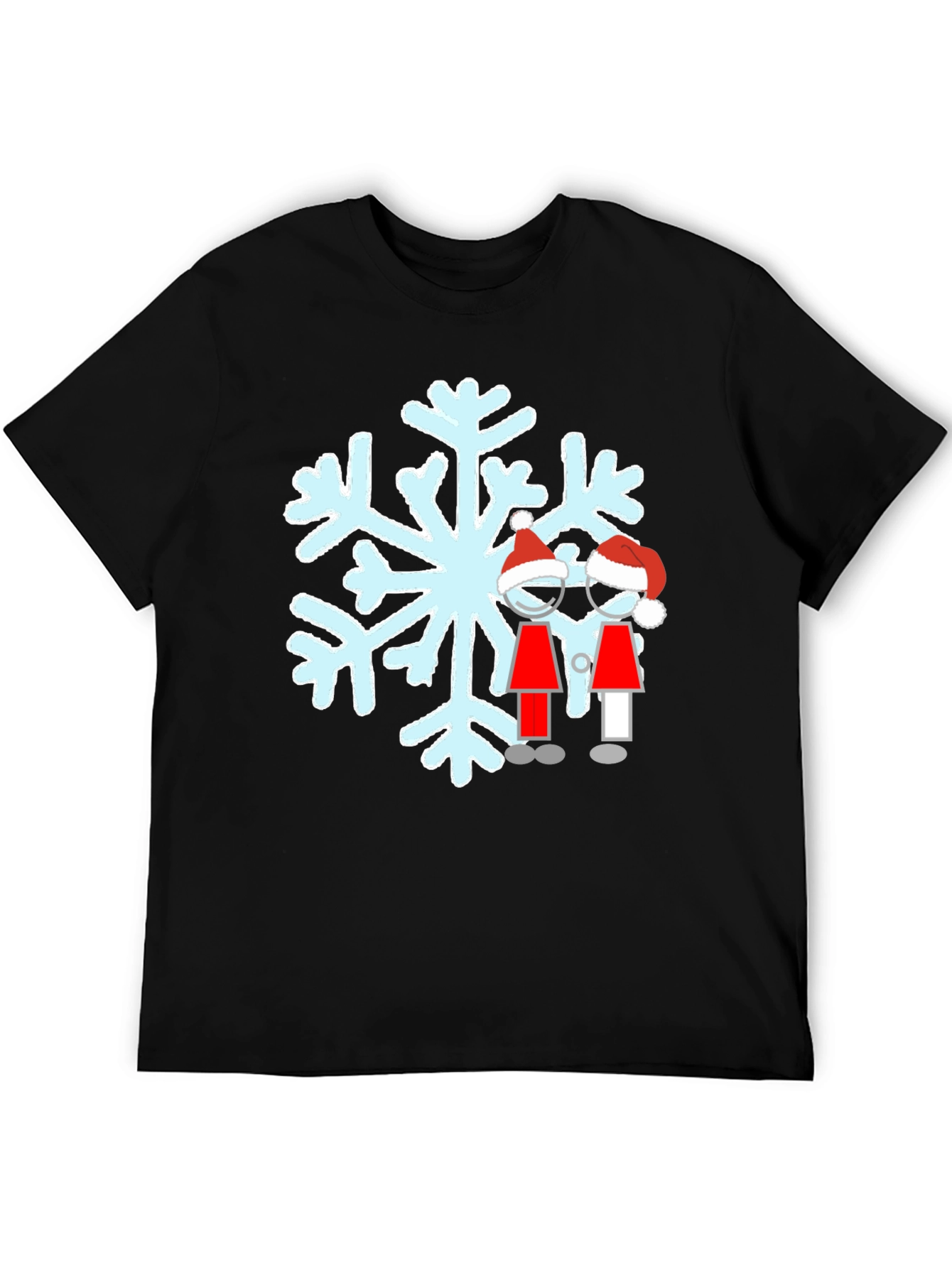 Festive Snowflake Couple Graphic T-Shirt