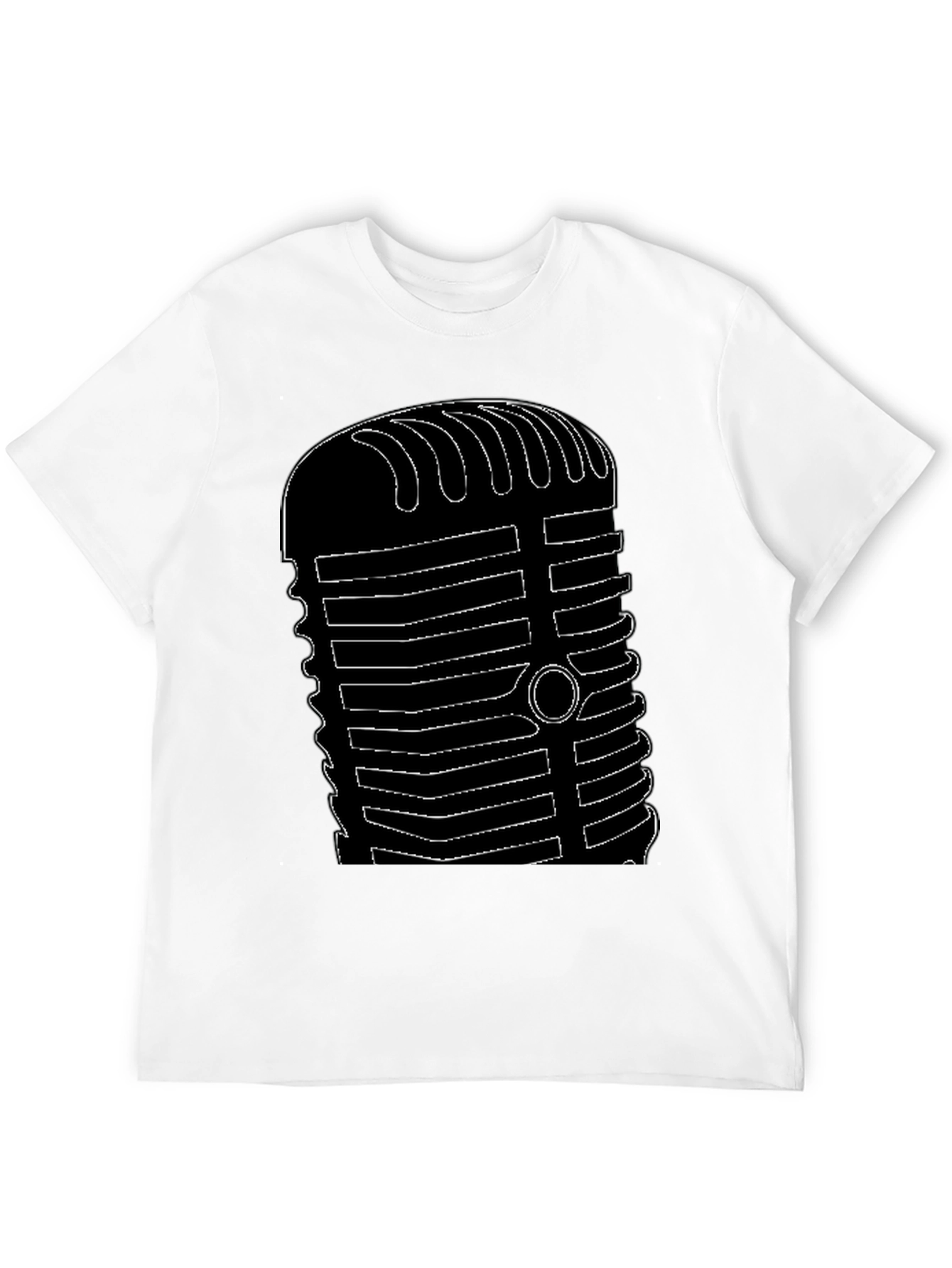 Retro Microphone Graphic Tee - Black
