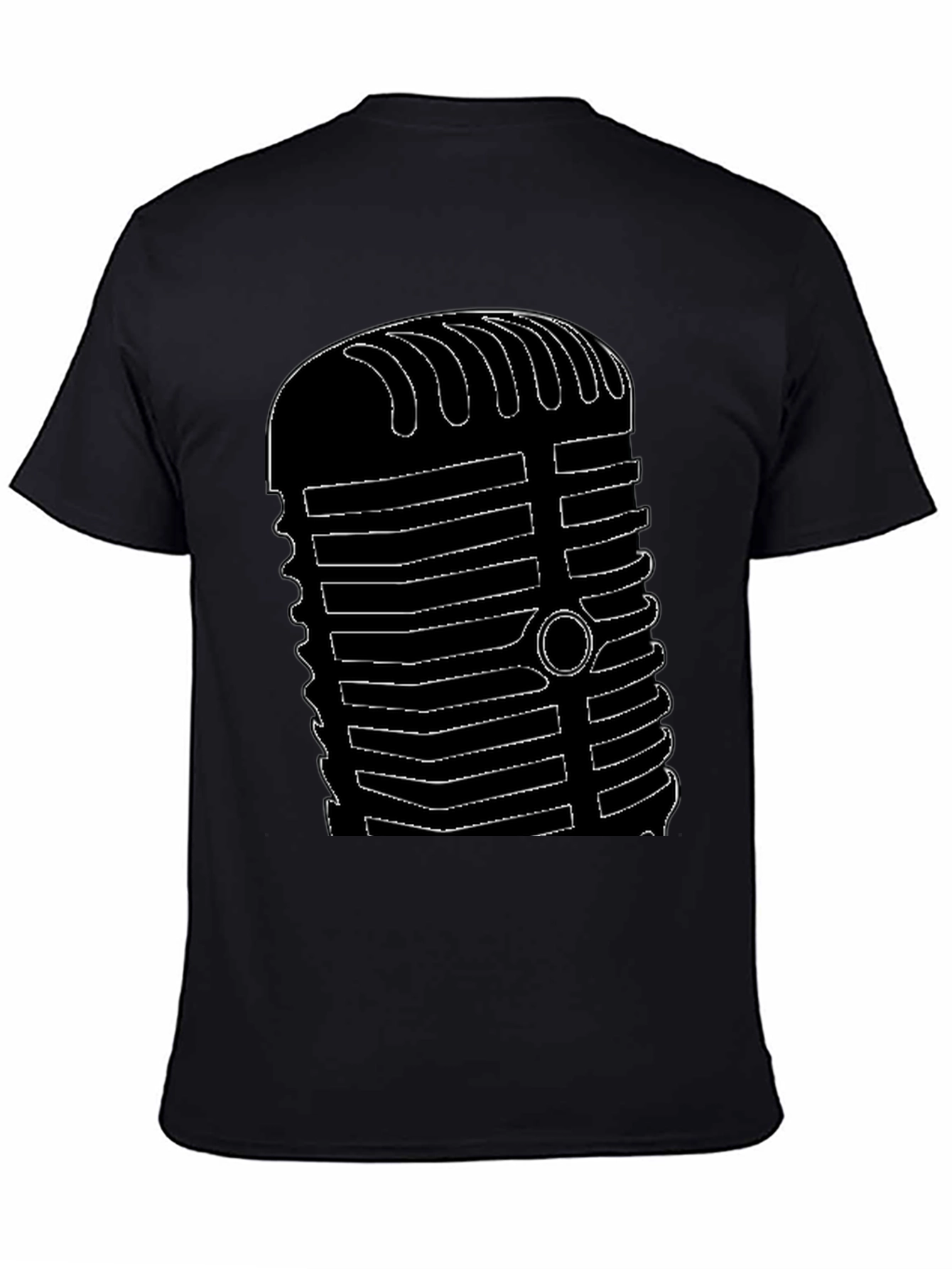 Retro Microphone Graphic Tee - Black