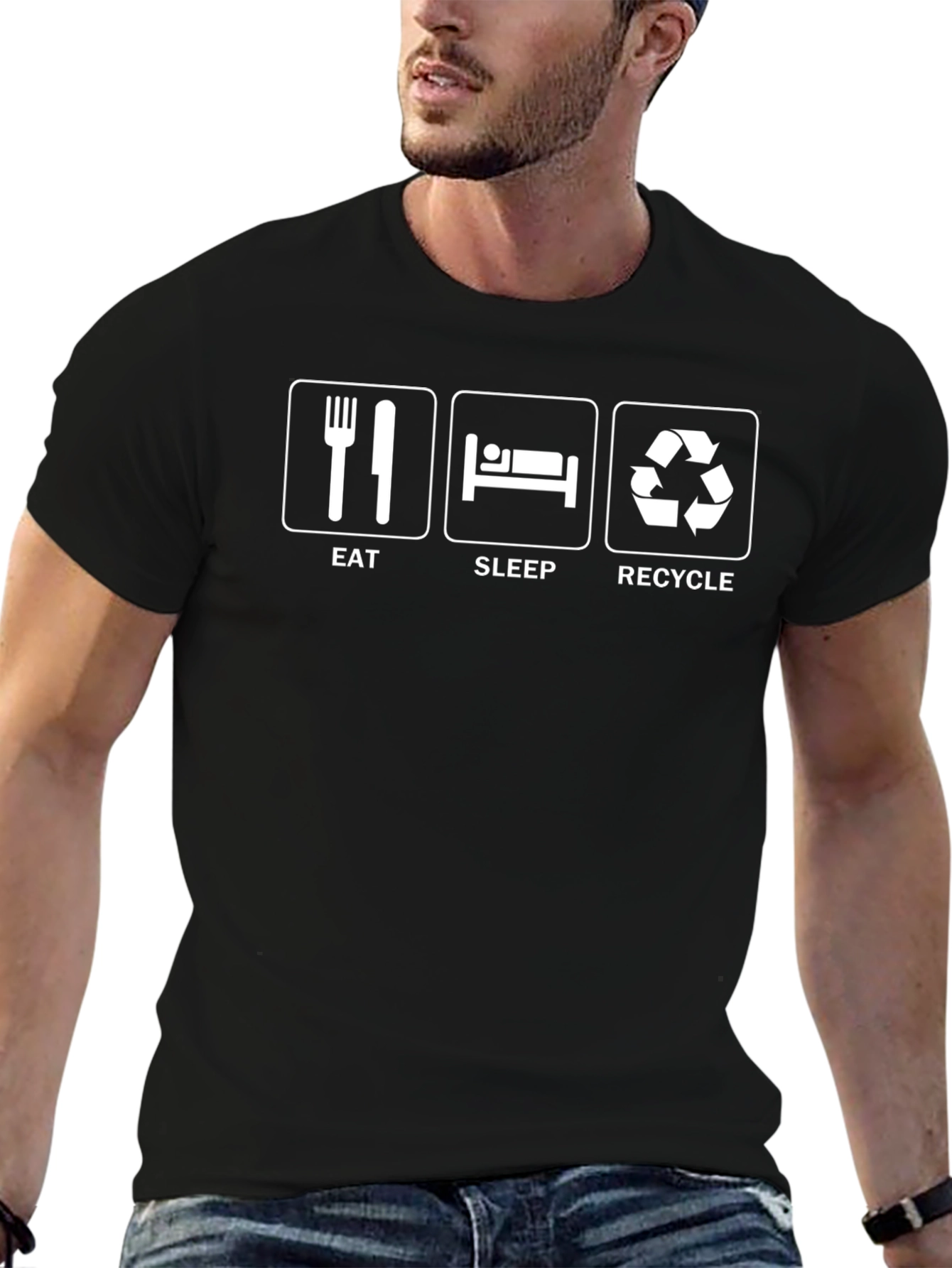 Eat Sleep Recycle Black T-Shirt