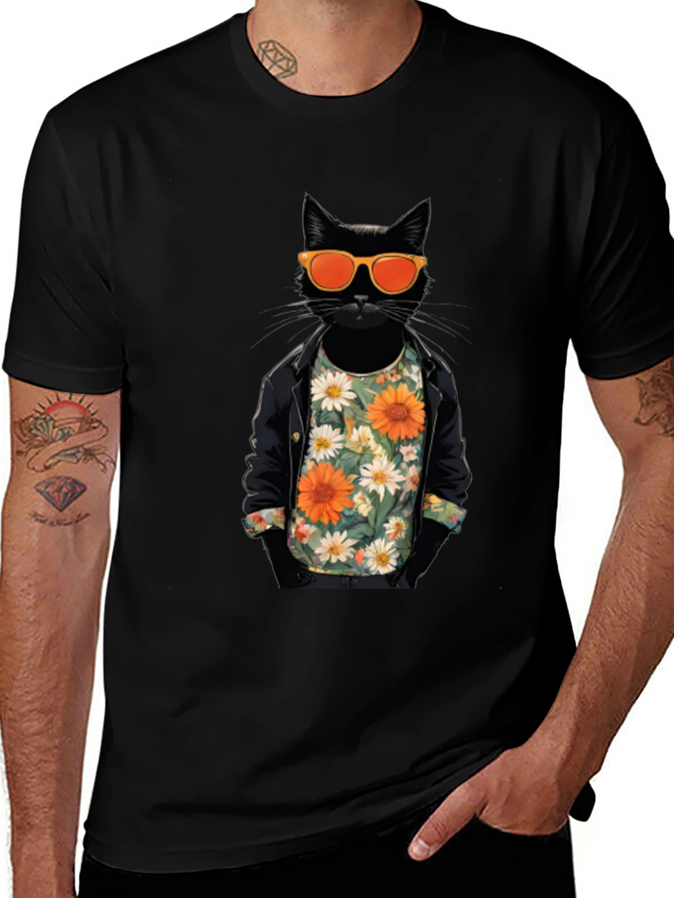Cool Cat Graphic Tee - Black T-Shirt