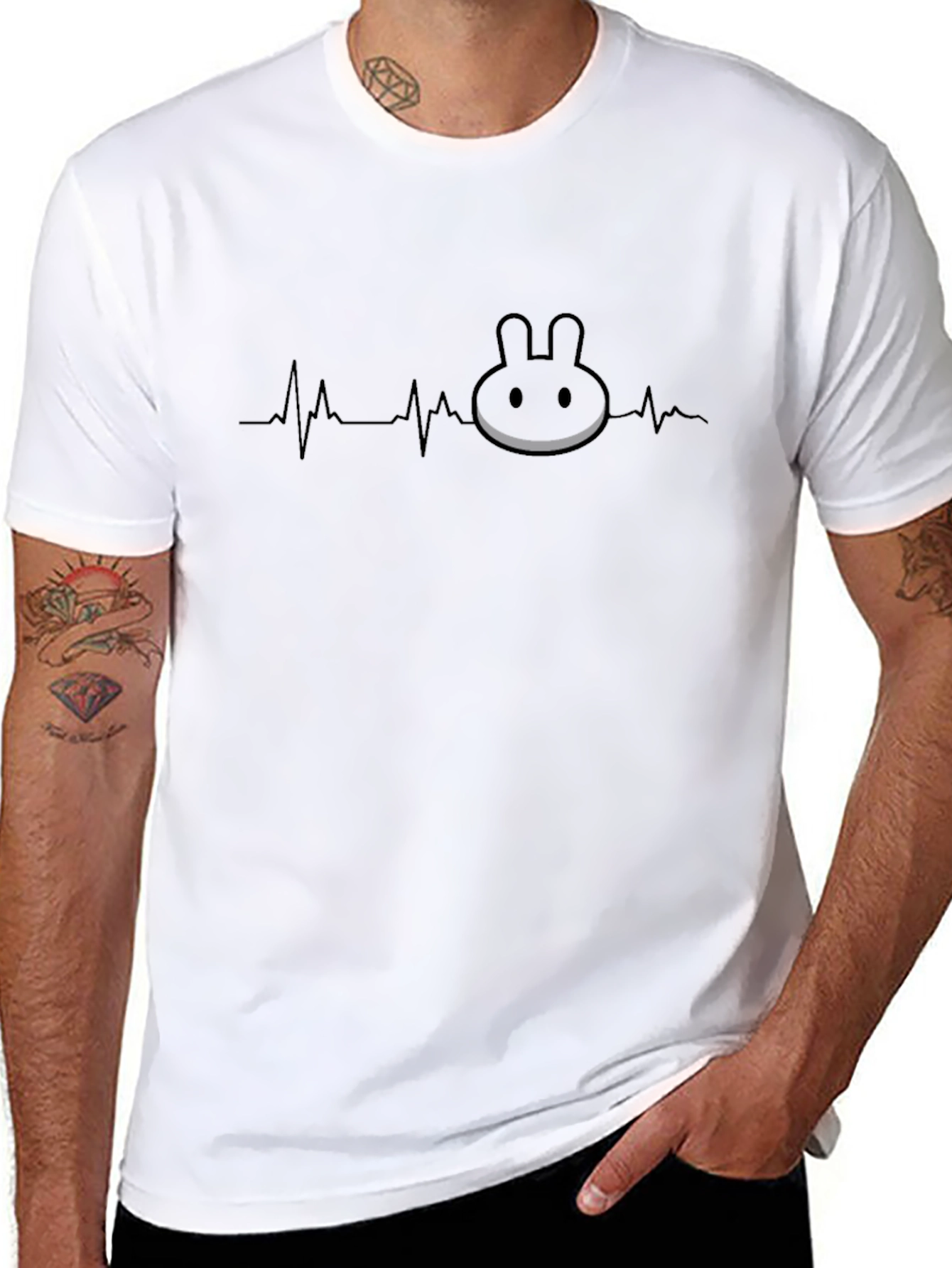Heartbeat Oreo Bunny Black T-Shirt