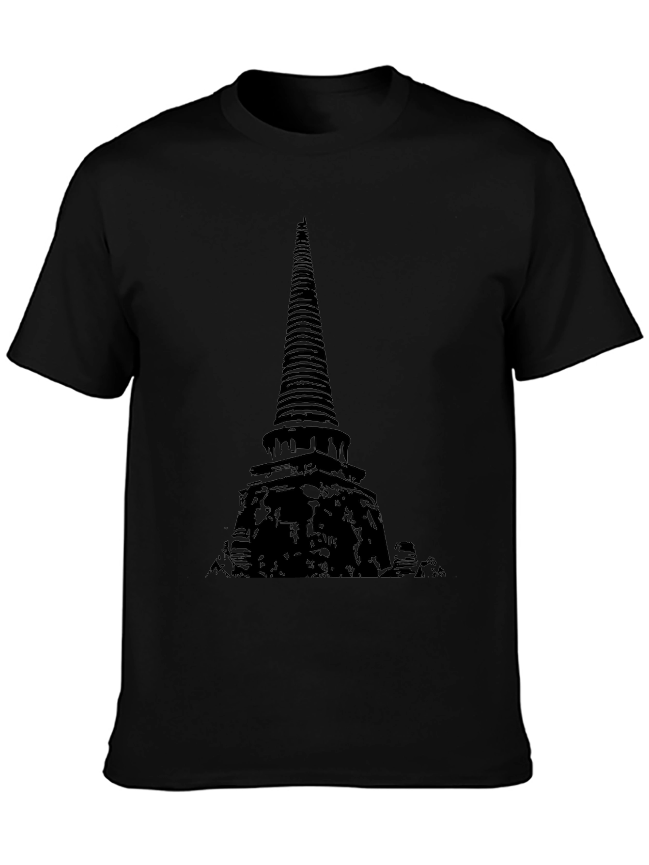 Mens Black Temple Graphic T-Shirt