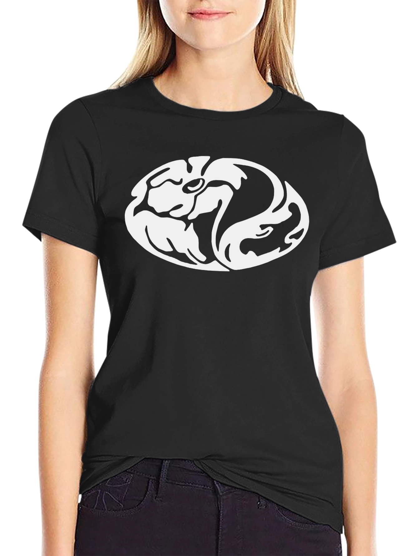 Black T-Shirt with Unique Oval Design
