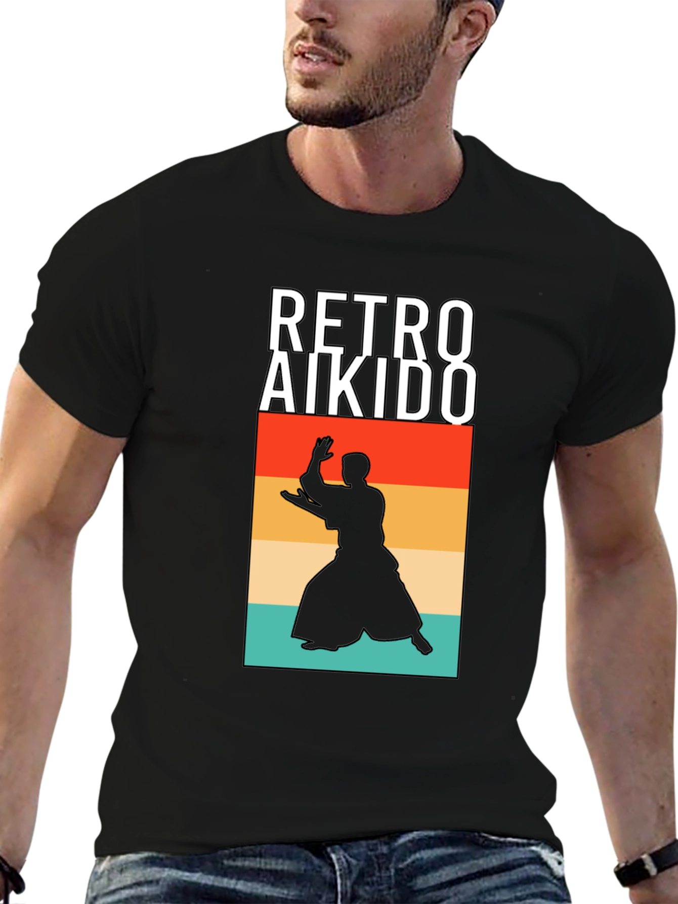 Retro Aikido Silhouette Graphic T-Shirt