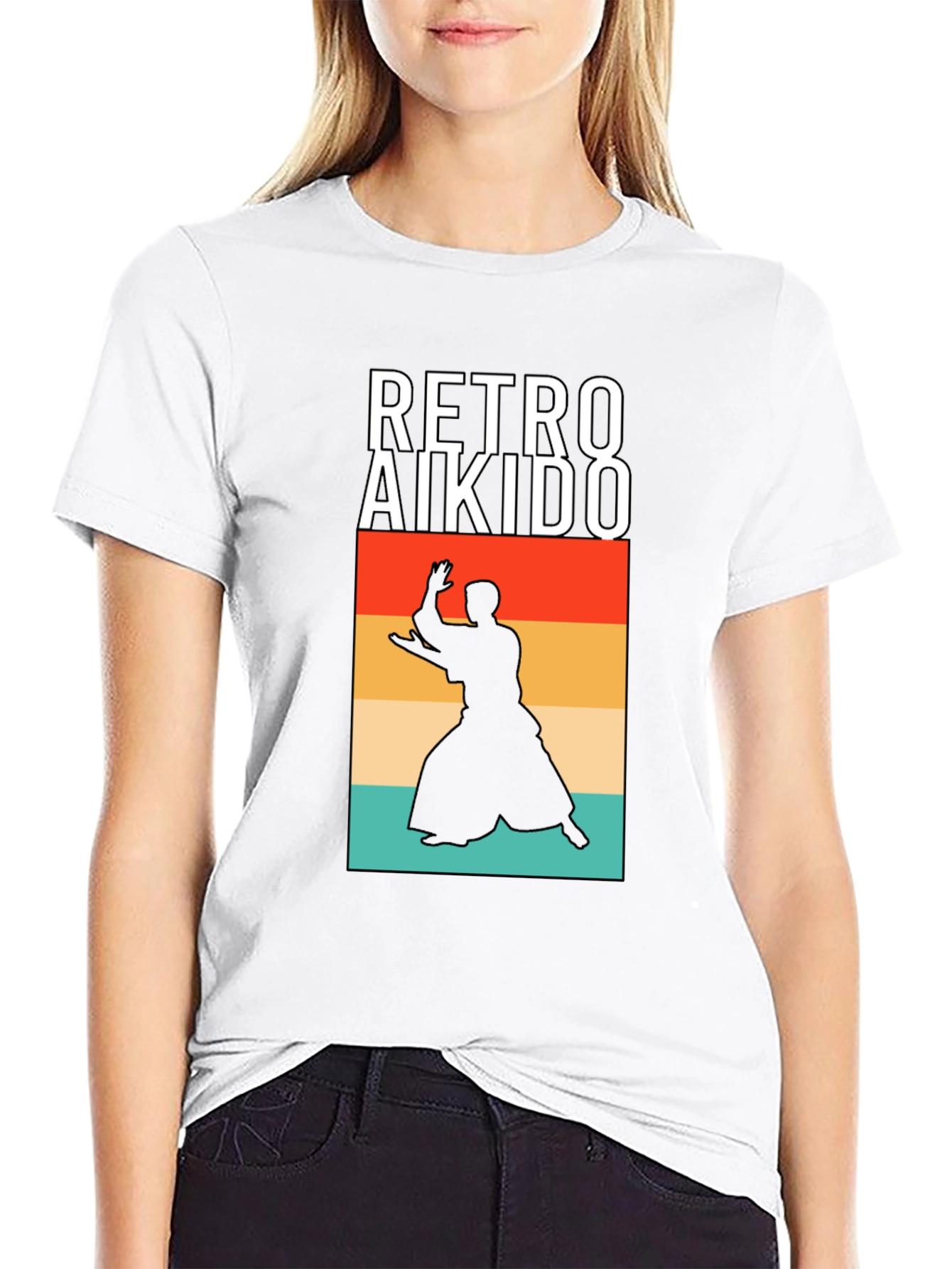 Retro Aikido Silhouette Graphic T-Shirt