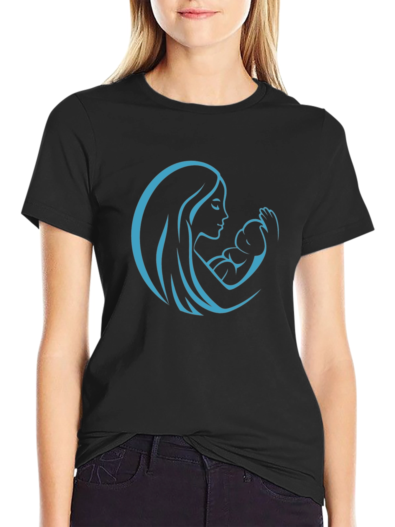 Mother & Child Graphic Tee - Black