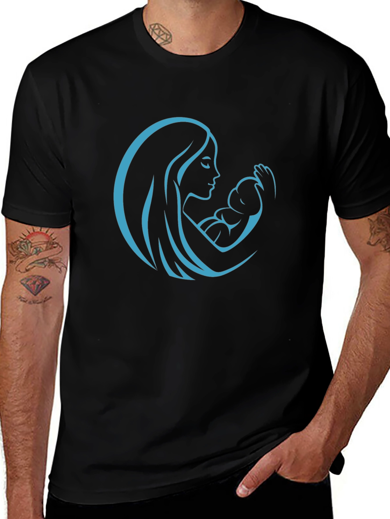 Mother & Child Graphic Tee - Black