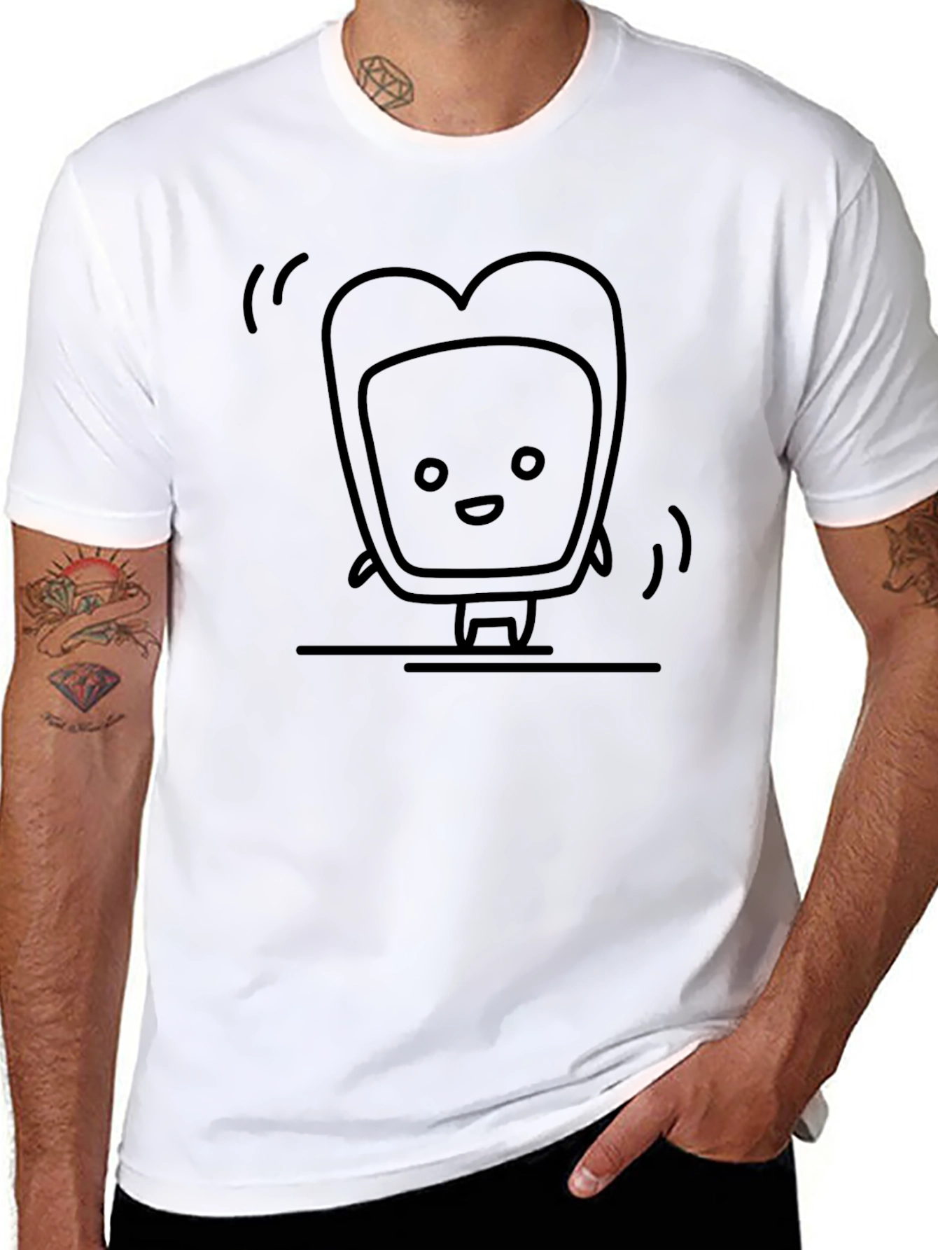 Dancing Toast Graphic Tee - Unisex Black T-Shirt