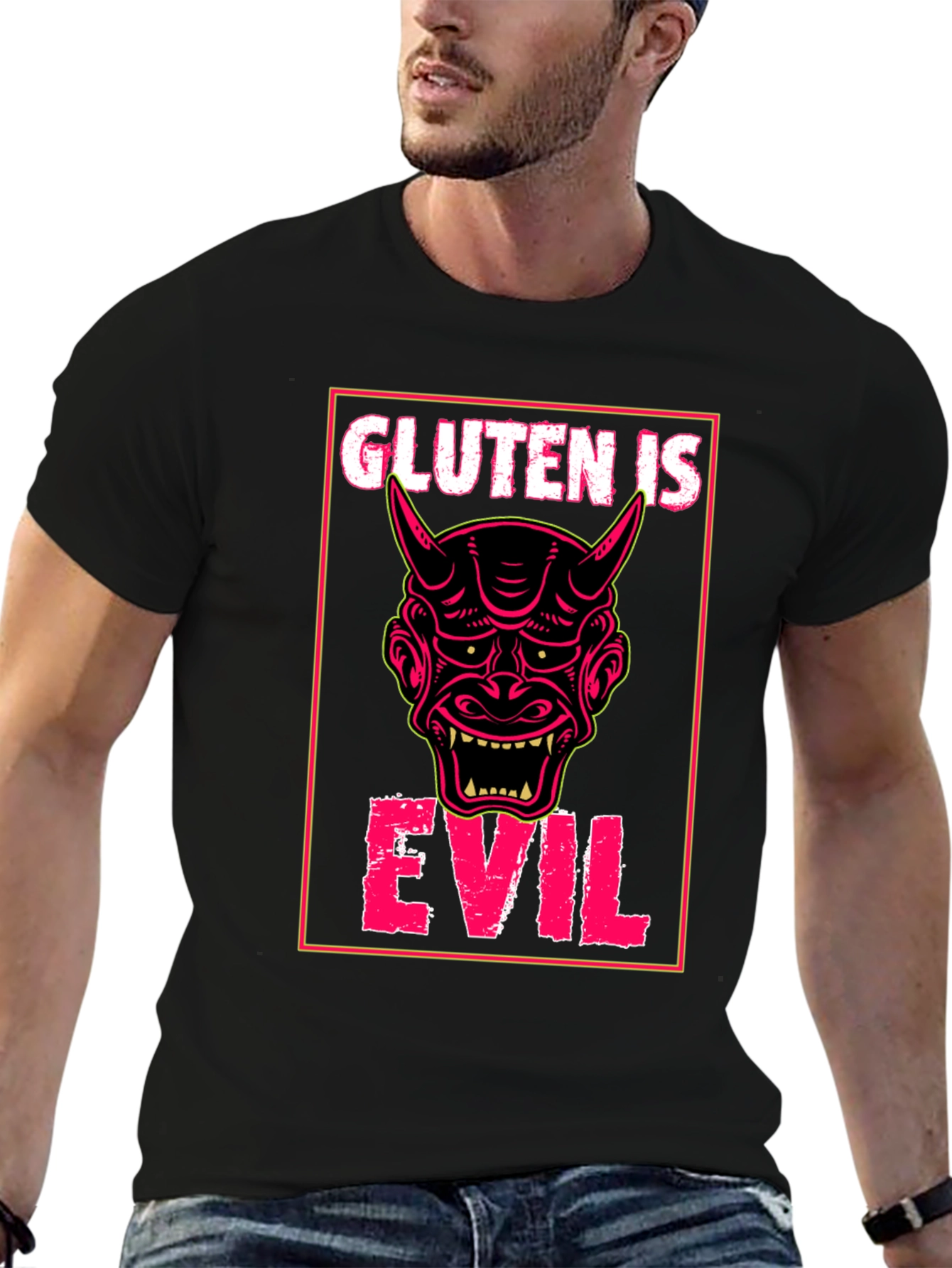 Gluten is Evil T-Shirt - Demon Graphic Tee