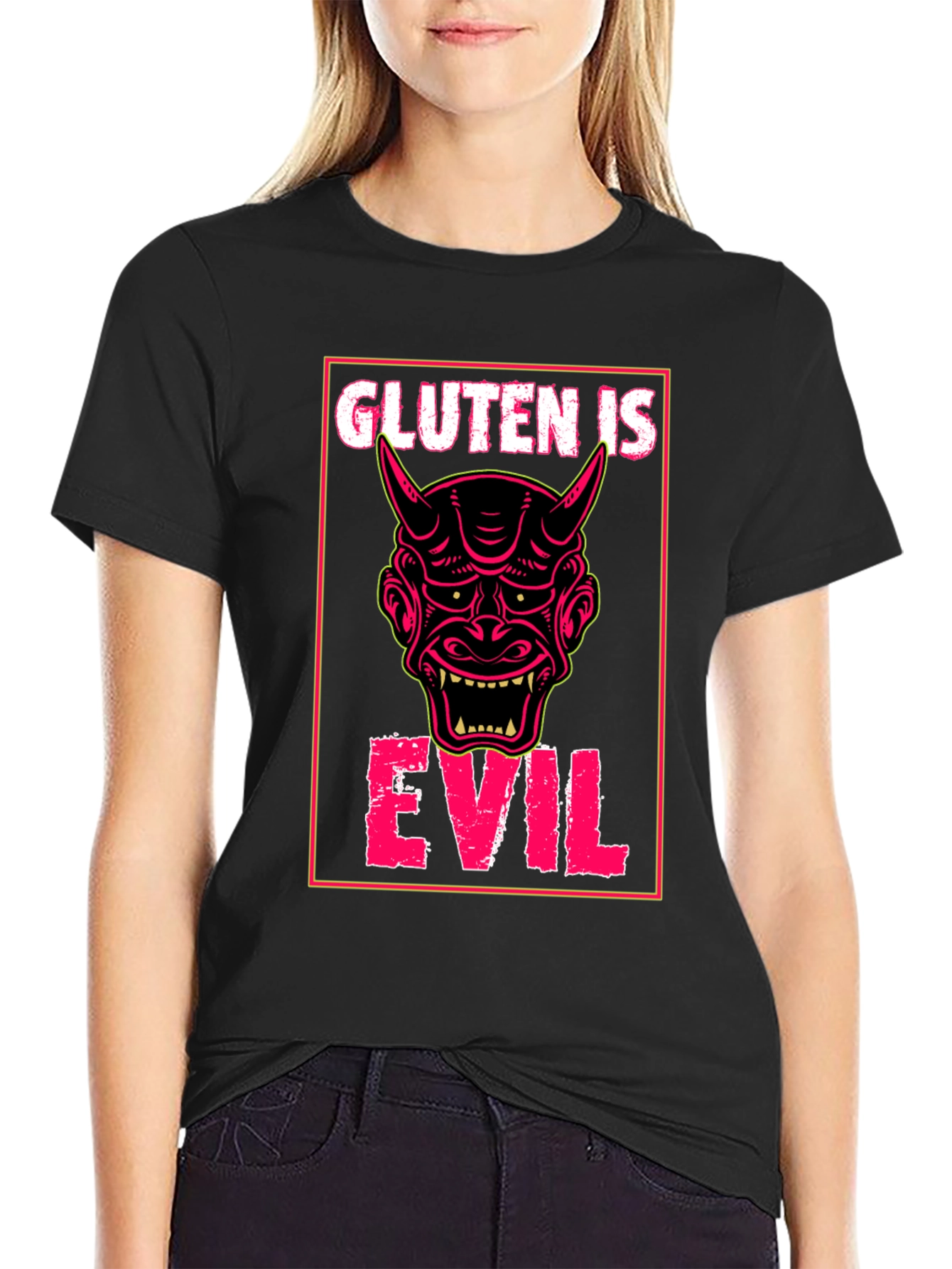 Gluten is Evil T-Shirt - Demon Graphic Tee