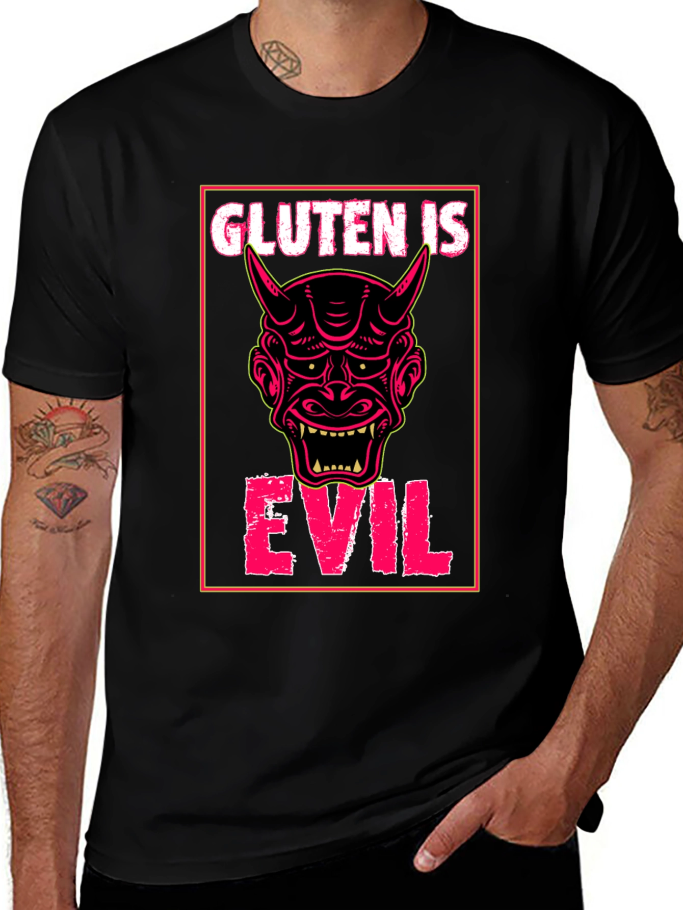 Gluten is Evil T-Shirt - Demon Graphic Tee