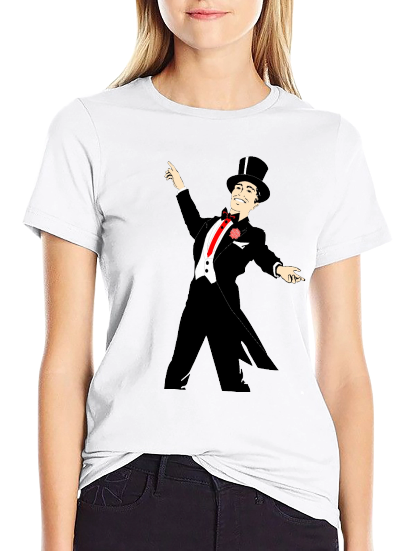 Dapper Gentleman Graphic Tee - Black Cotton T-Shirt