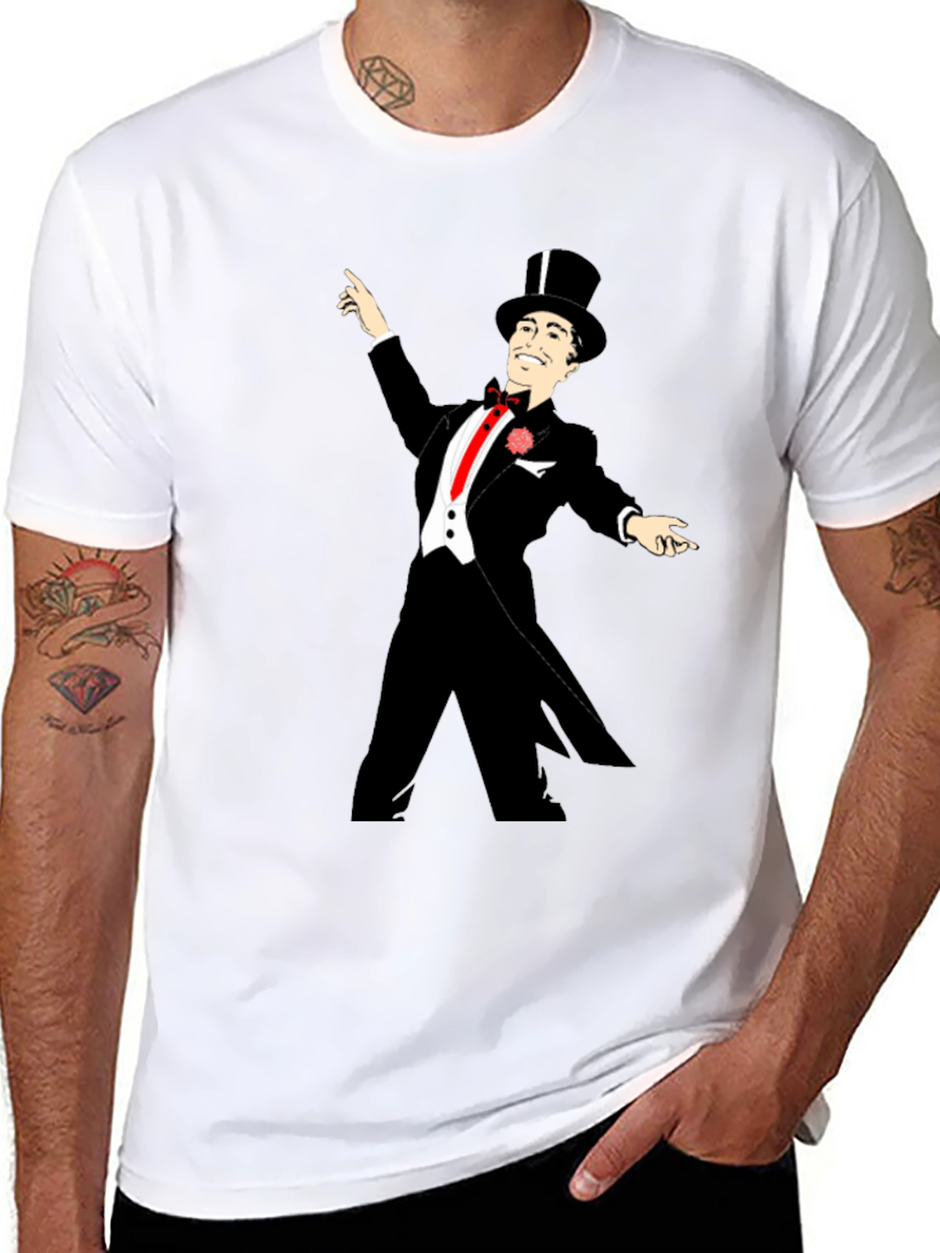 Dapper Gentleman Graphic Tee - Black Cotton T-Shirt