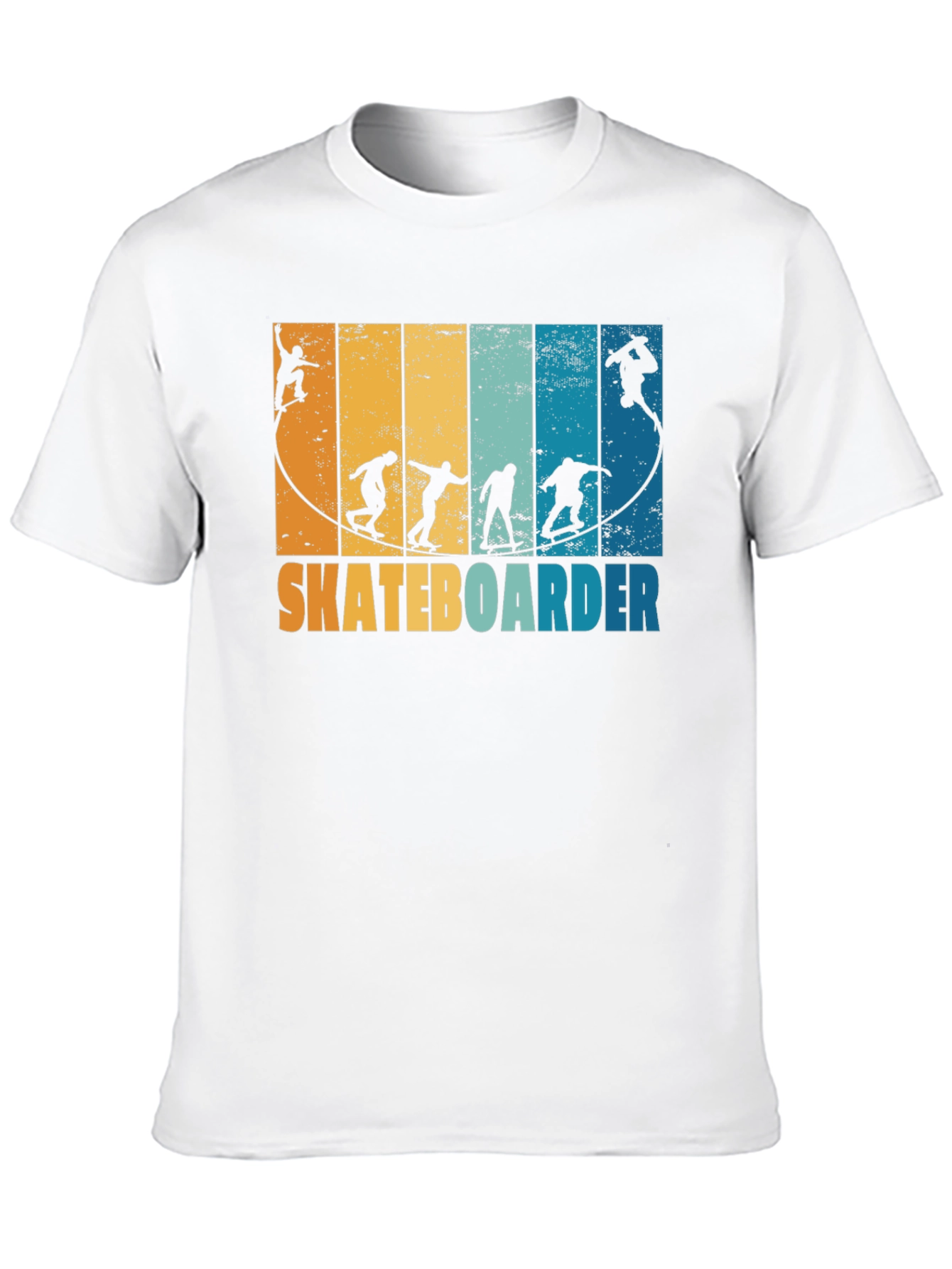 Retro Skateboarder Silhouette Graphic Tee - Black