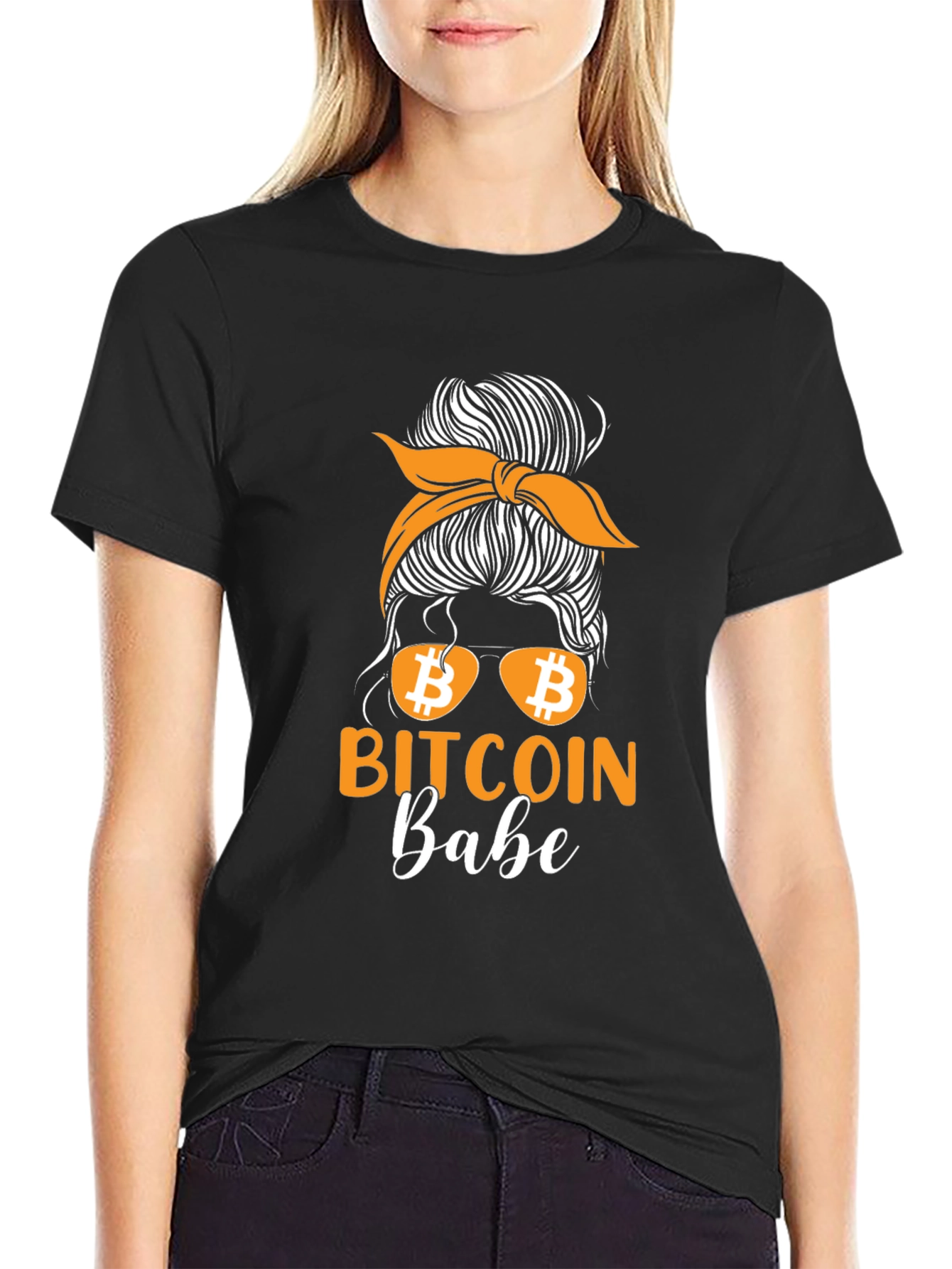 Bitcoin Babe Messy Bun Crypto T-Shirt