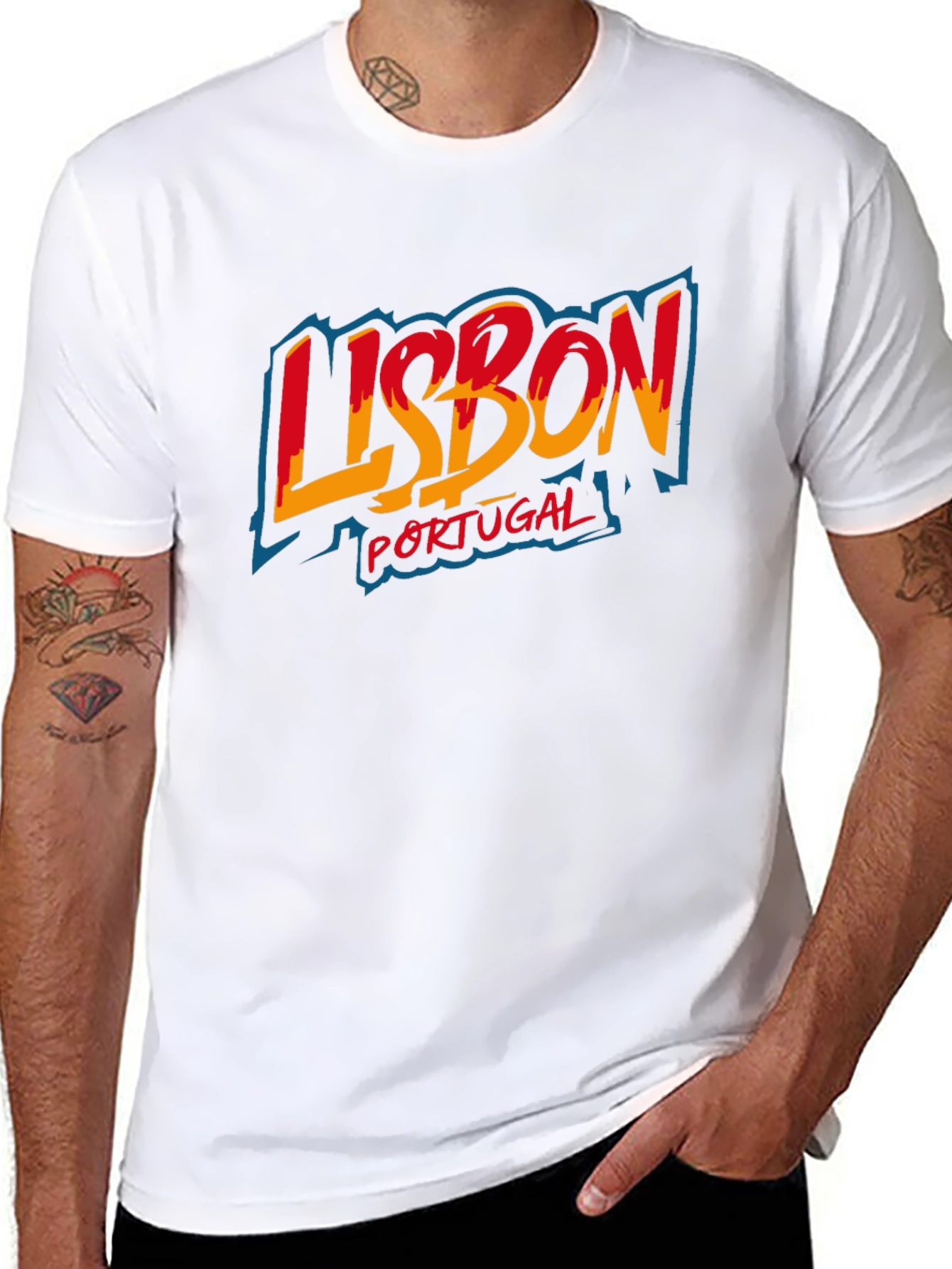 Lisbon Portugal Graphic Tee - Black