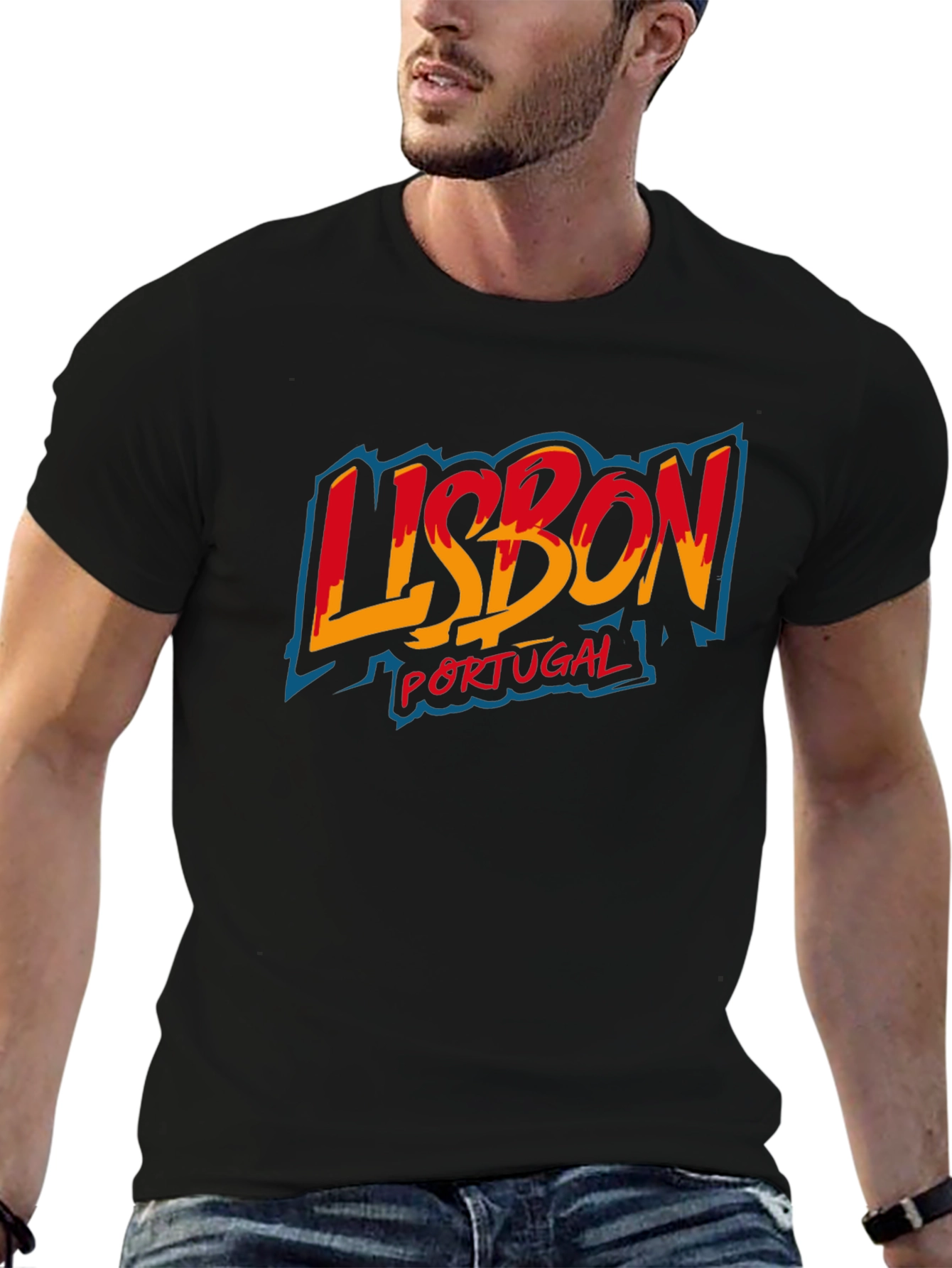 Lisbon Portugal Graphic Tee - Black