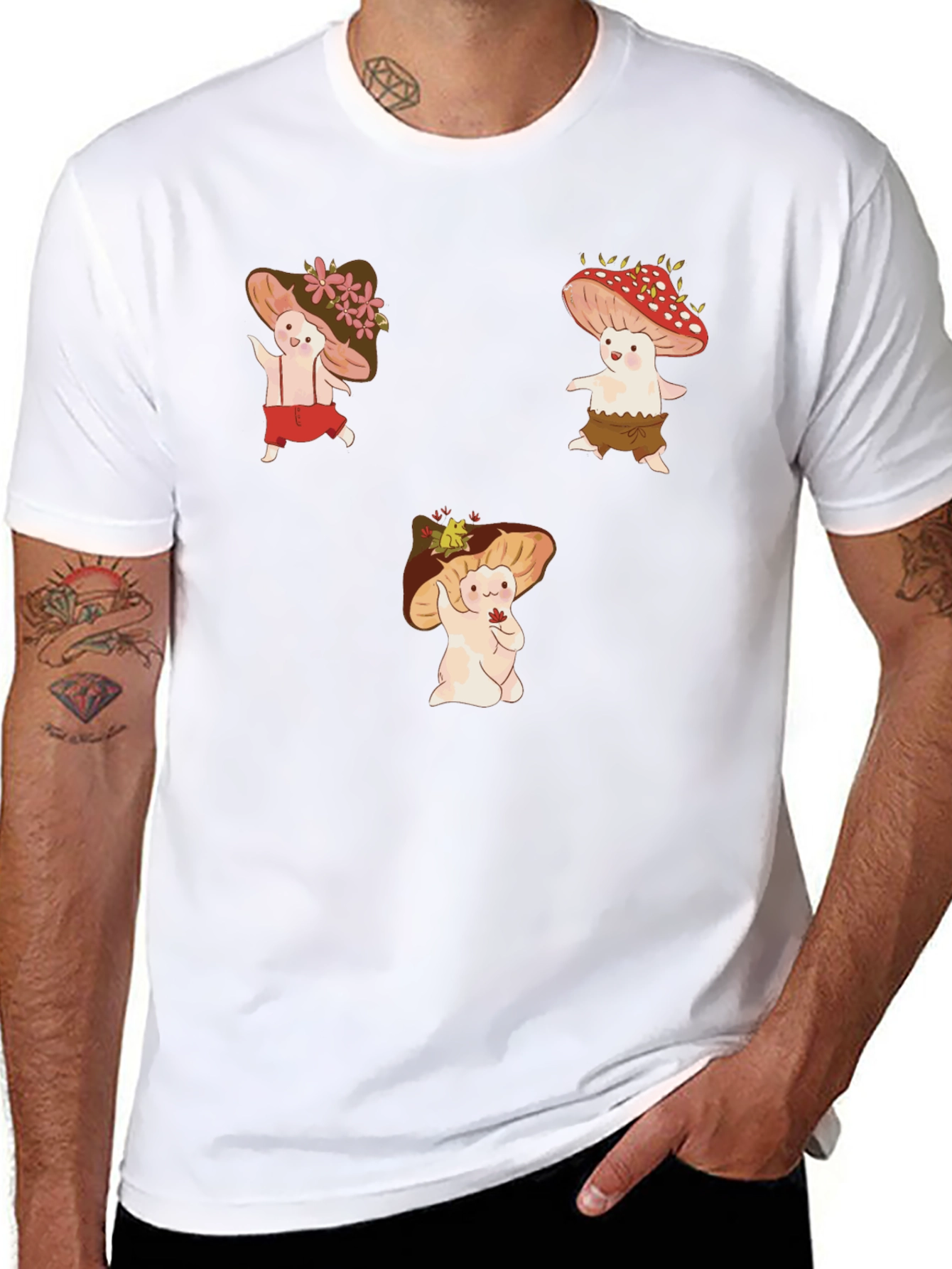 Mushroom Character Graphic Tee - Whimsical Design