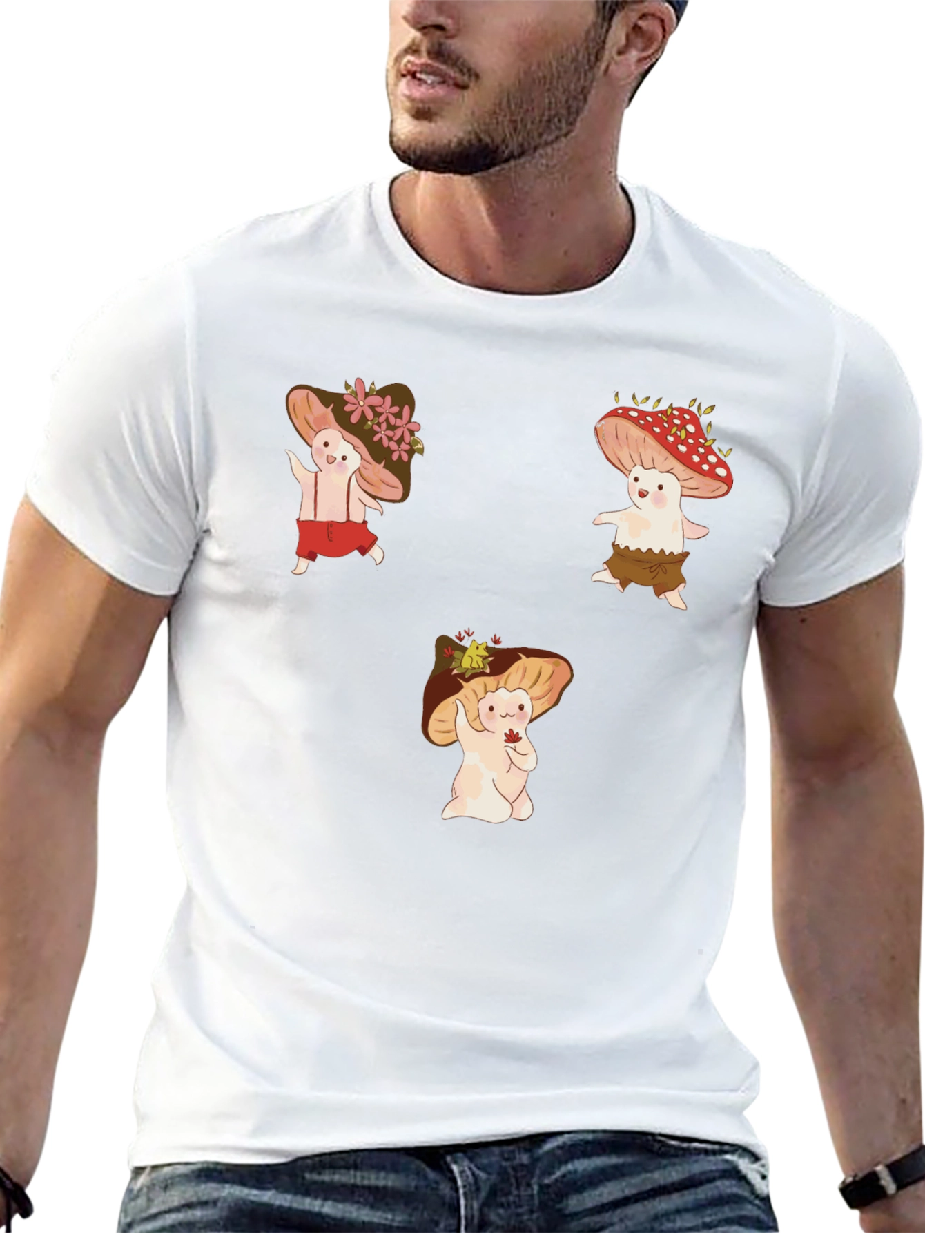 Mushroom Character Graphic Tee - Whimsical Design