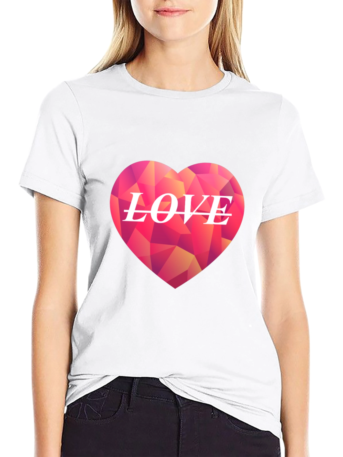 Geometric Heart LOVE Graphic T-Shirt