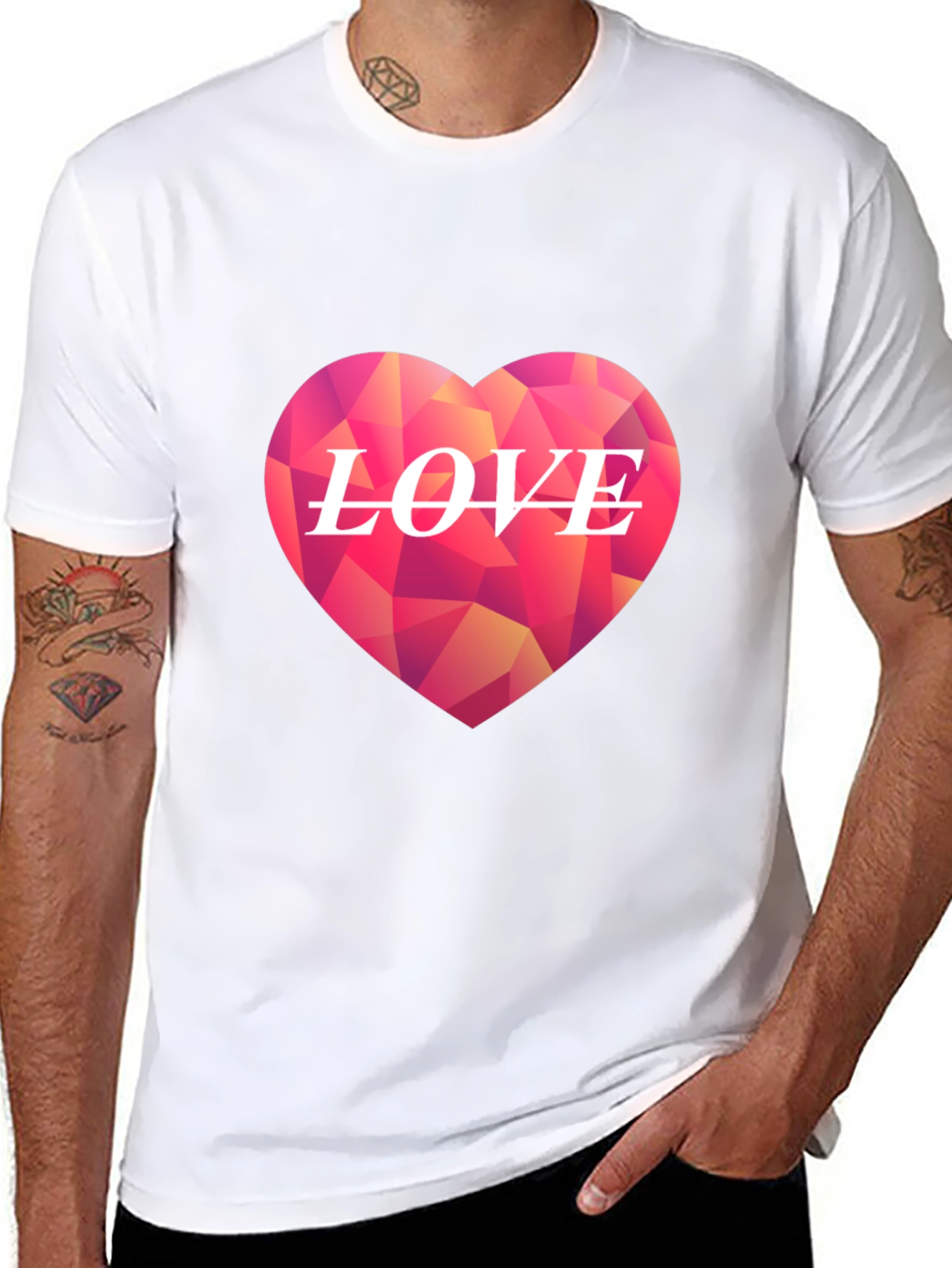 Geometric Heart LOVE Graphic T-Shirt
