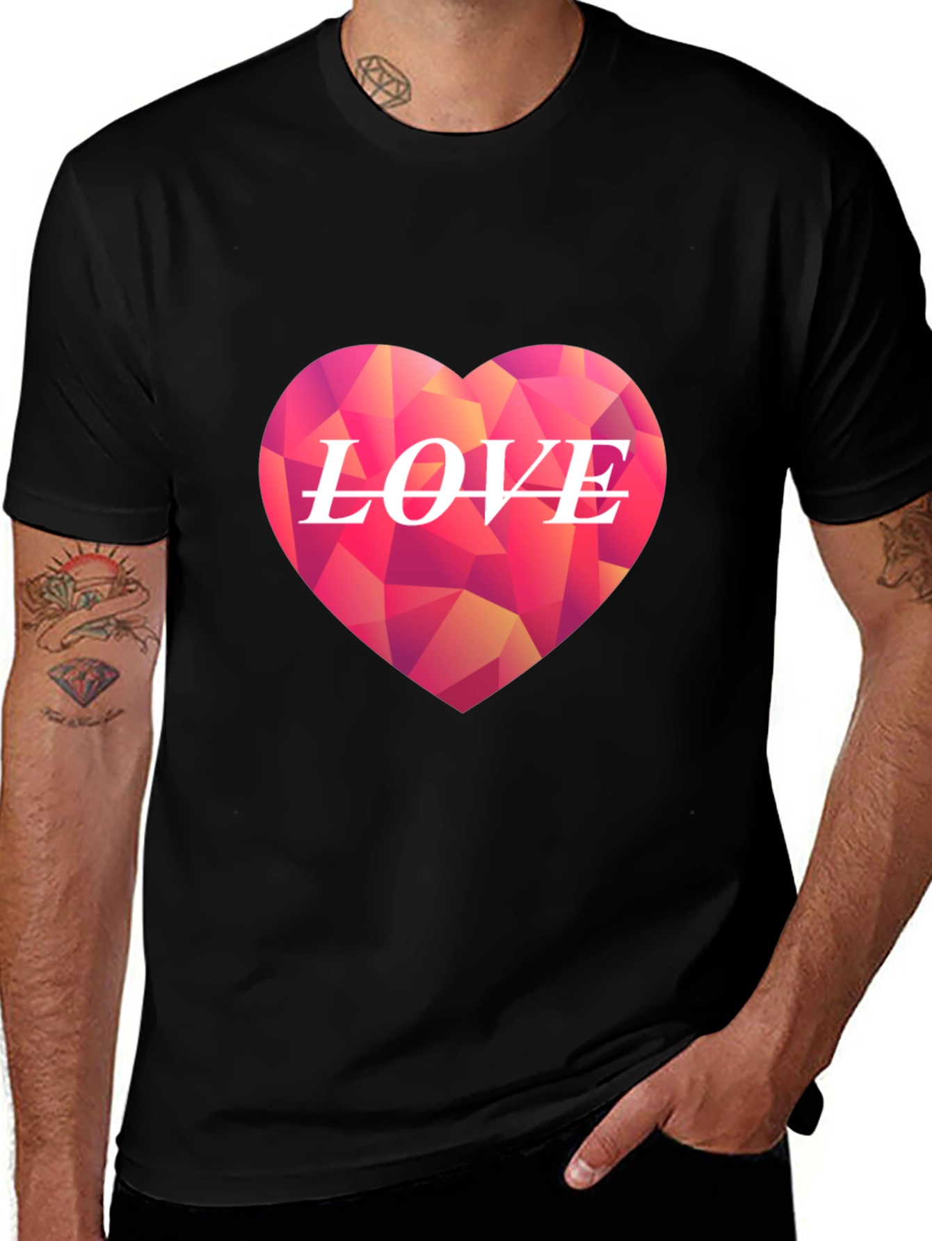 Geometric Heart LOVE Graphic T-Shirt