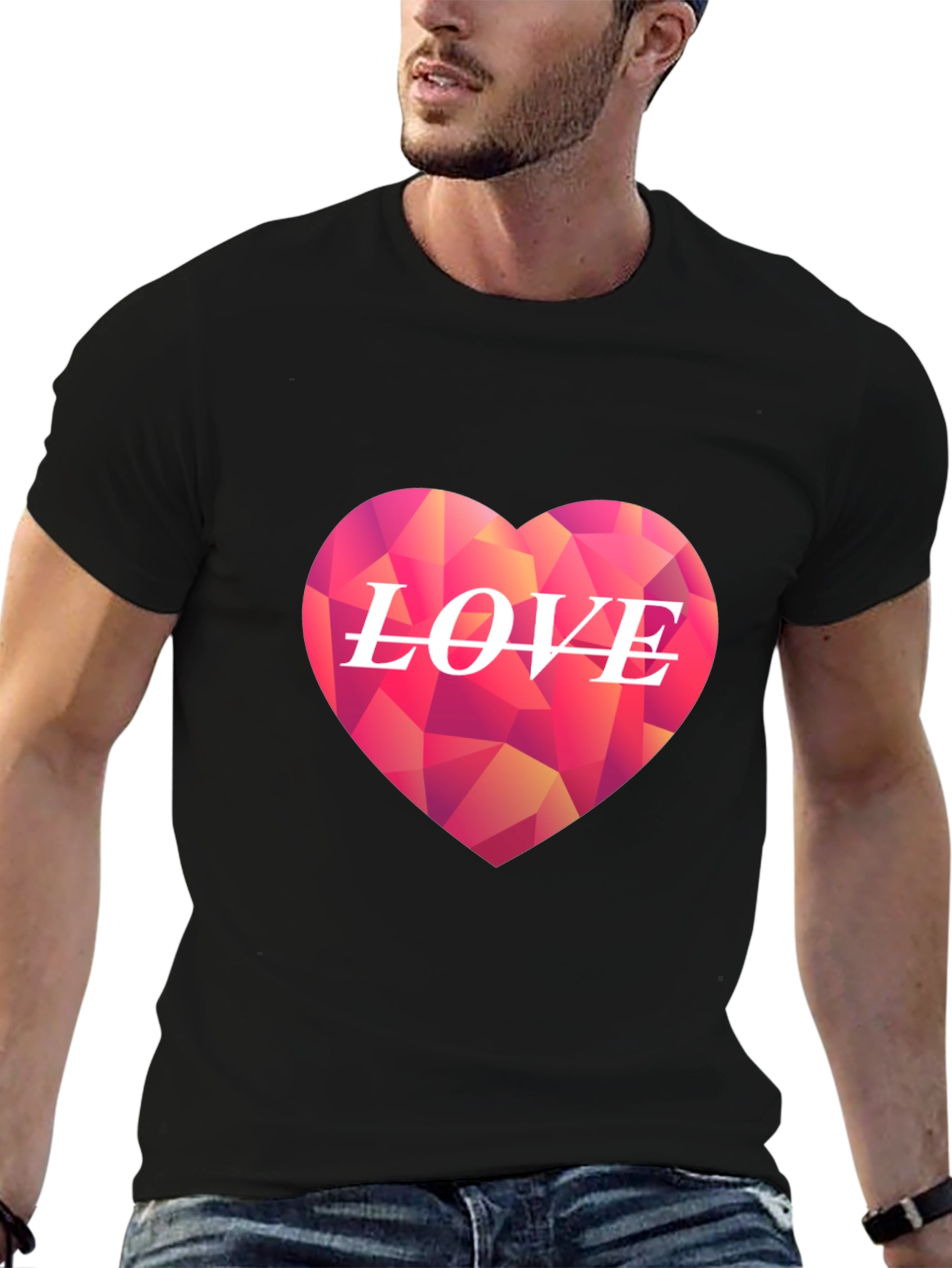 Geometric Heart LOVE Graphic T-Shirt