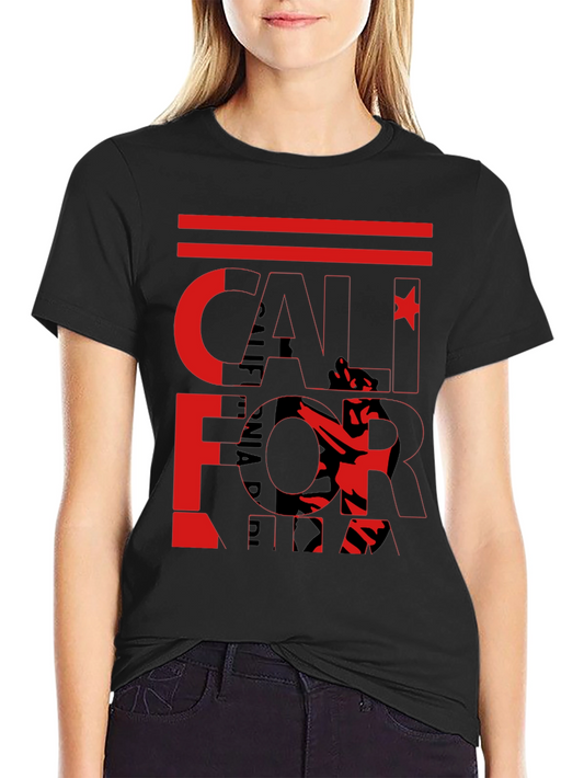 California Graphic Print Black T-Shirt