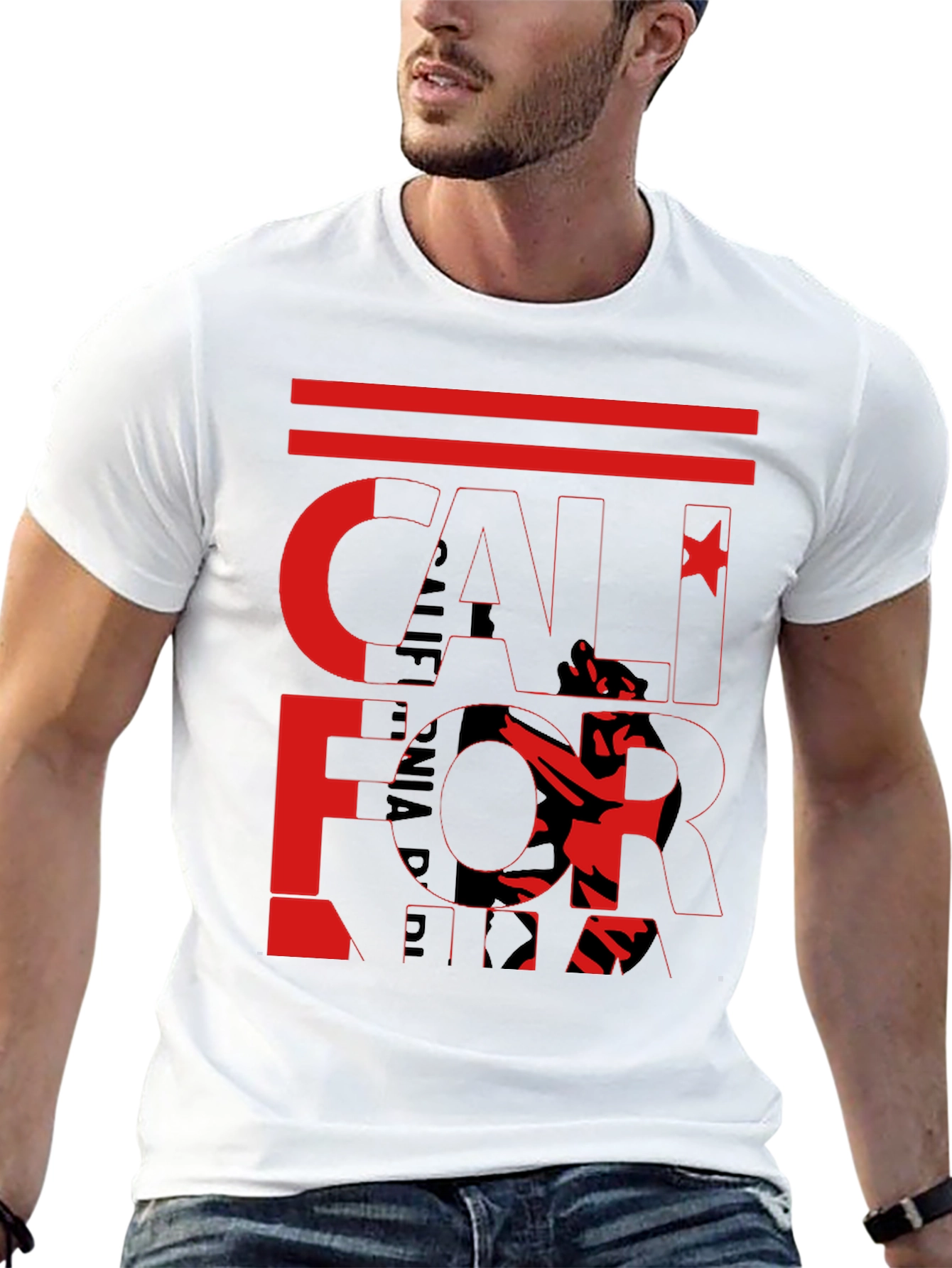California Graphic Print Black T-Shirt