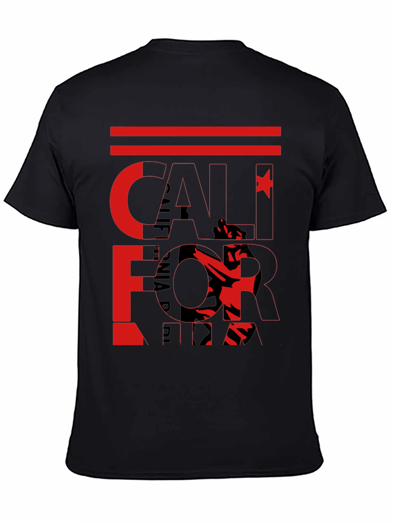 California Graphic Print Black T-Shirt