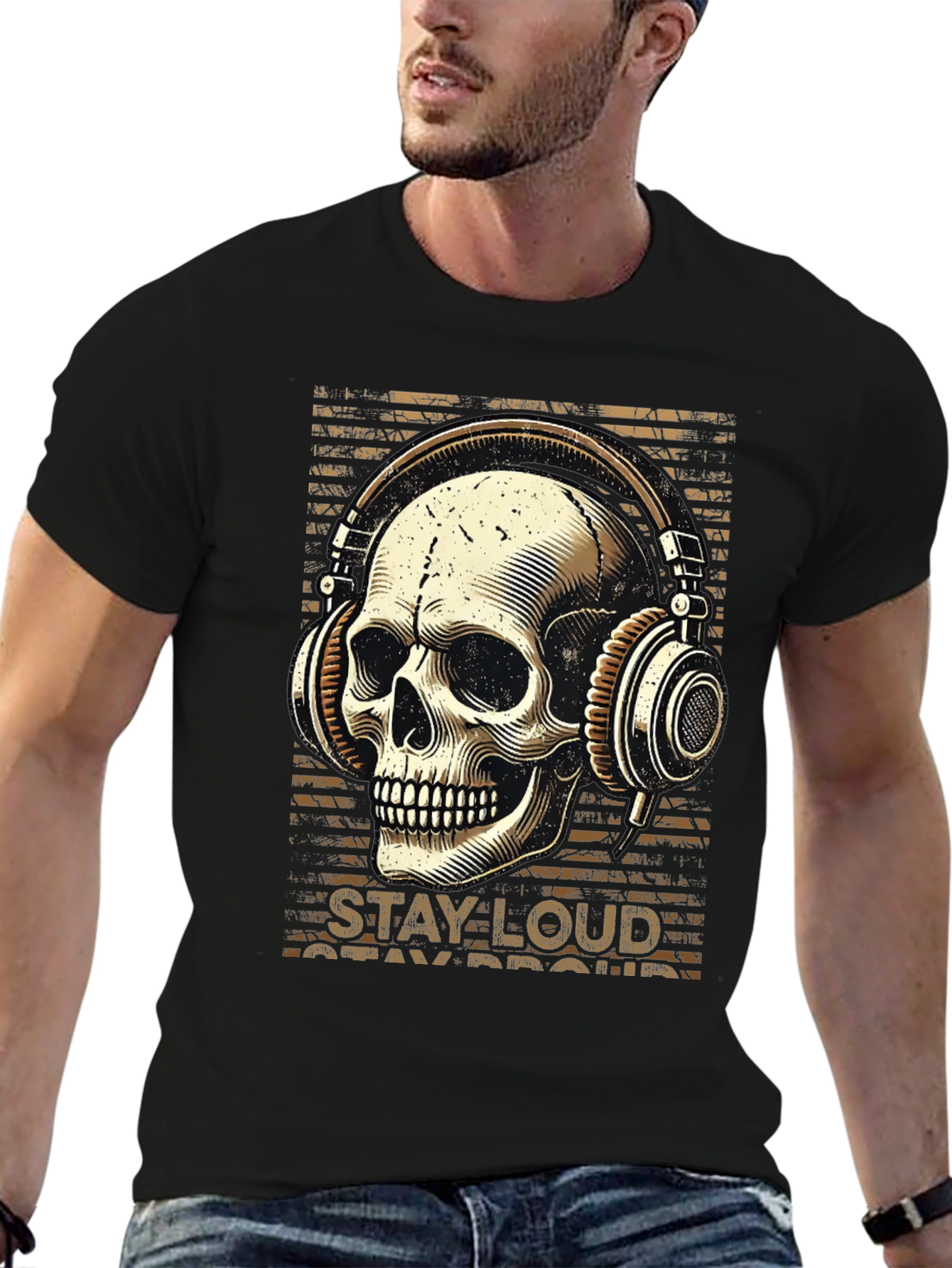 Skull with Headphones Graphic T-Shirt - Stay Loud