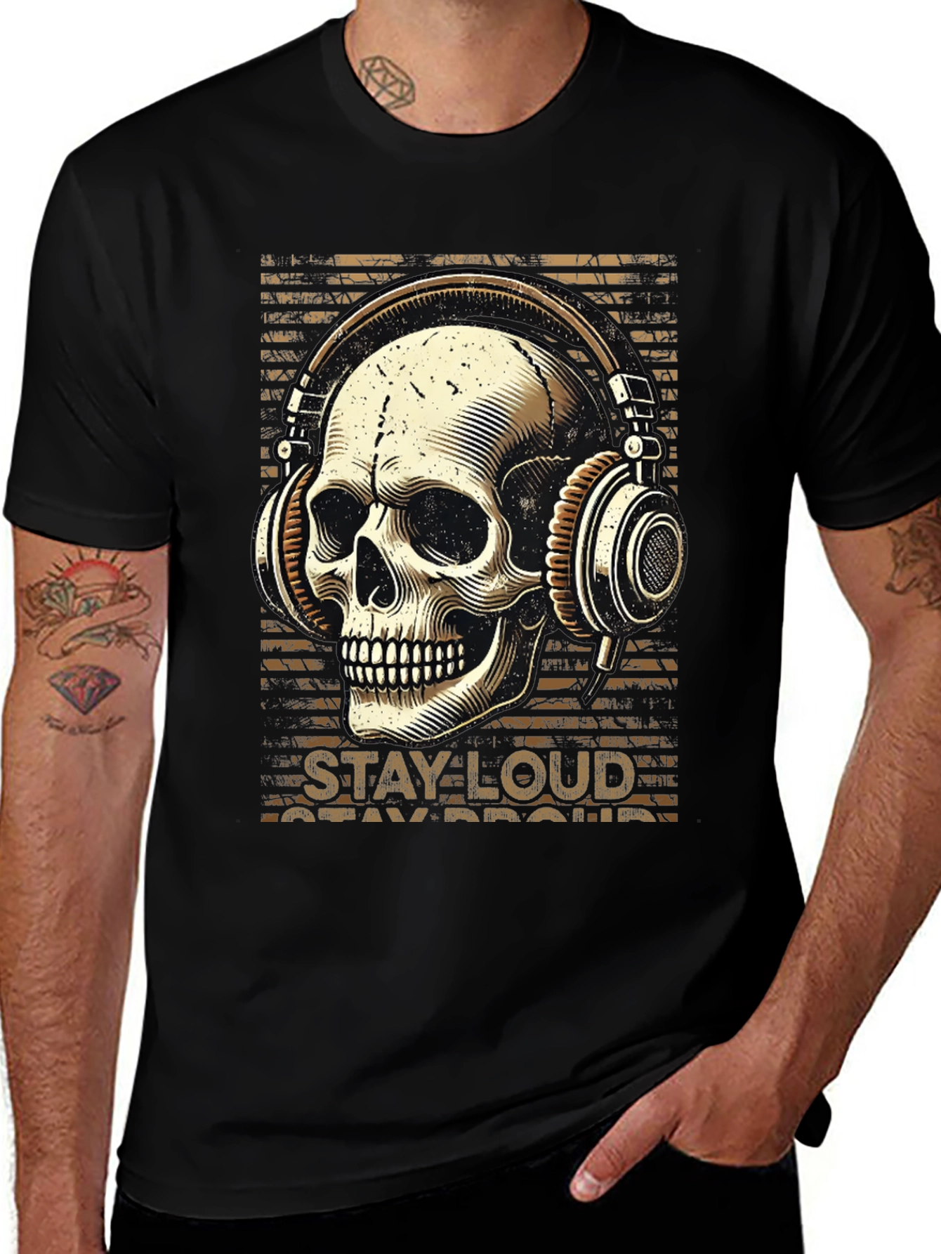Skull with Headphones Graphic T-Shirt - Stay Loud