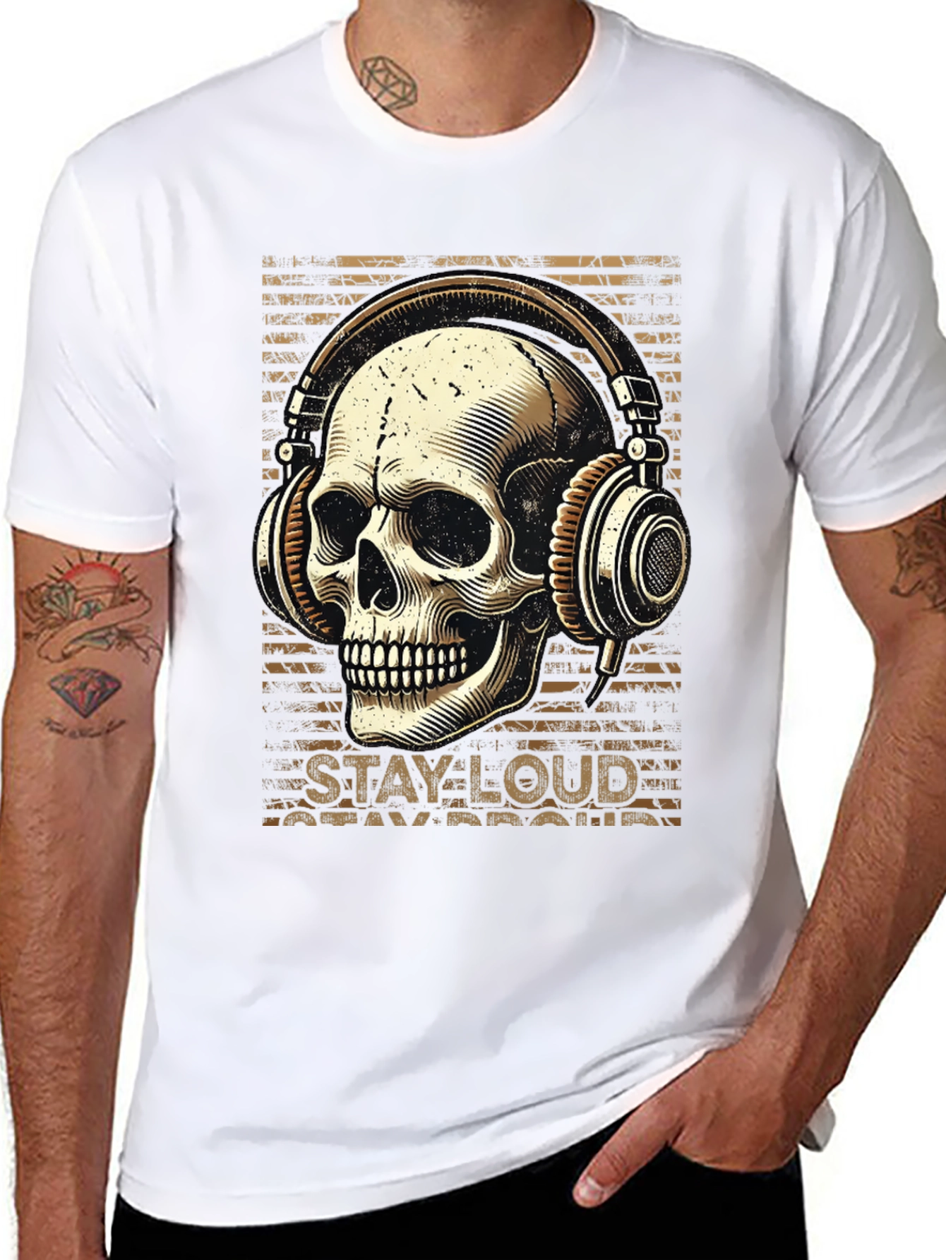 Skull with Headphones Graphic T-Shirt - Stay Loud