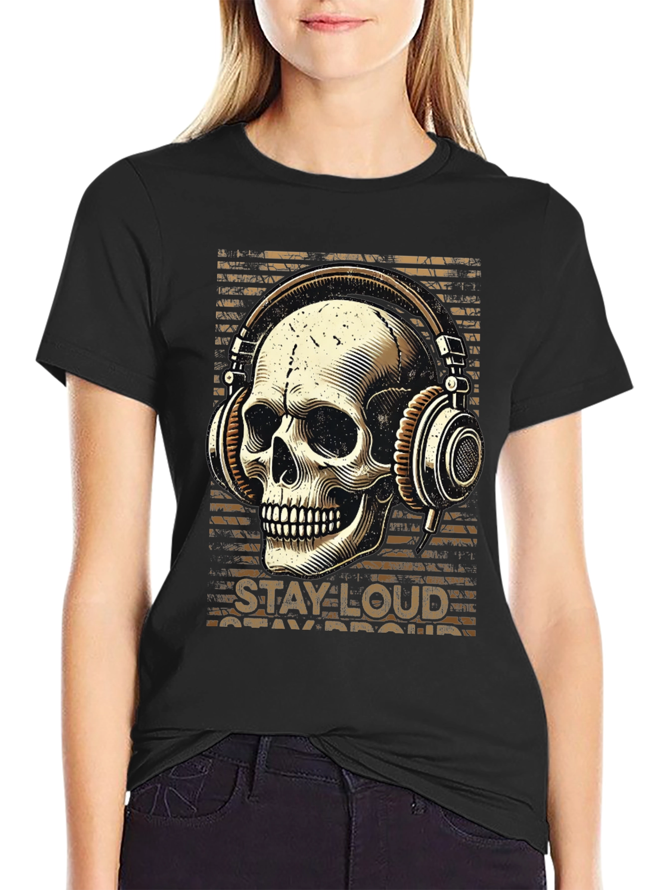 Skull with Headphones Graphic T-Shirt - Stay Loud