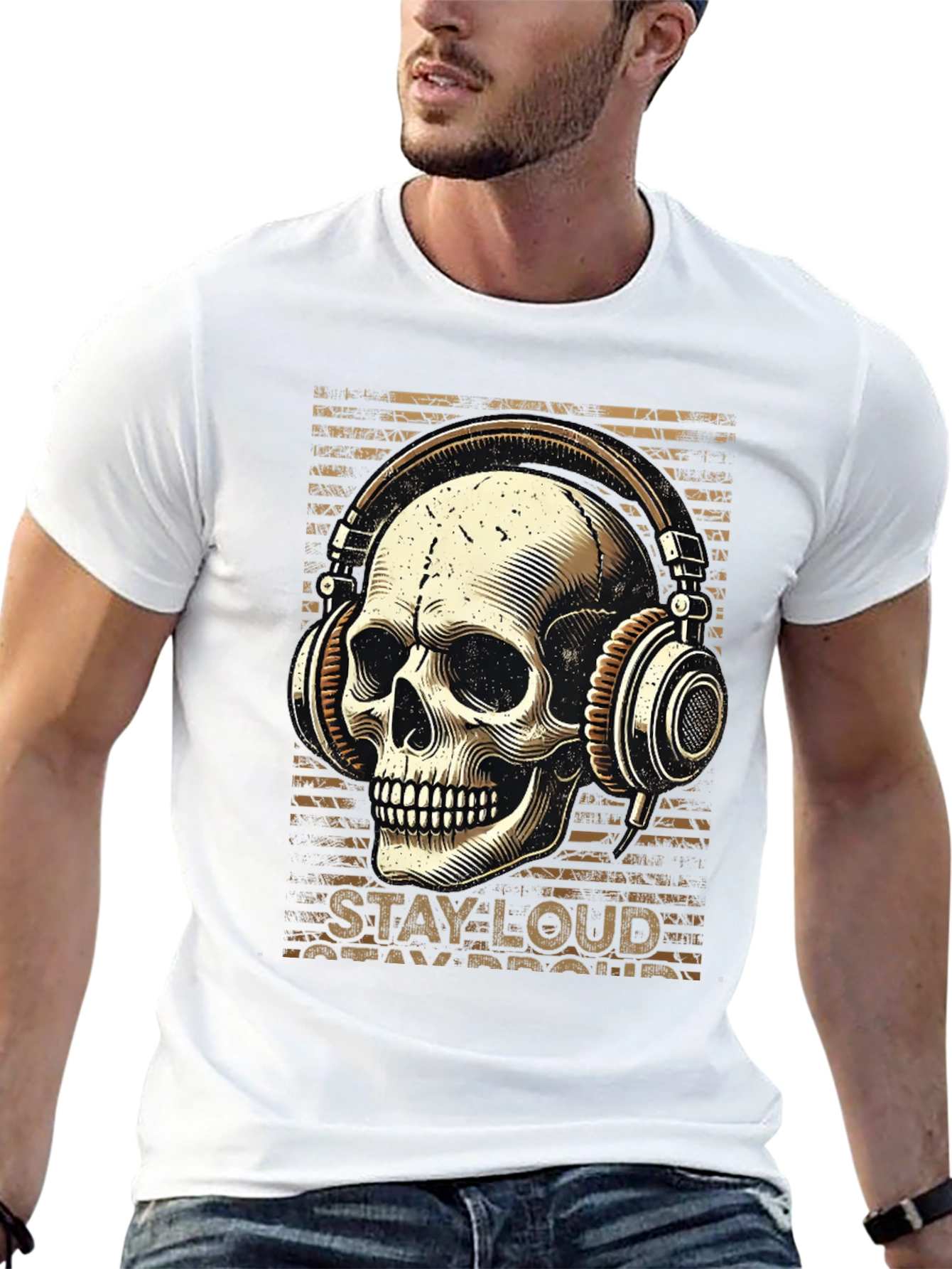 Skull with Headphones Graphic T-Shirt - Stay Loud