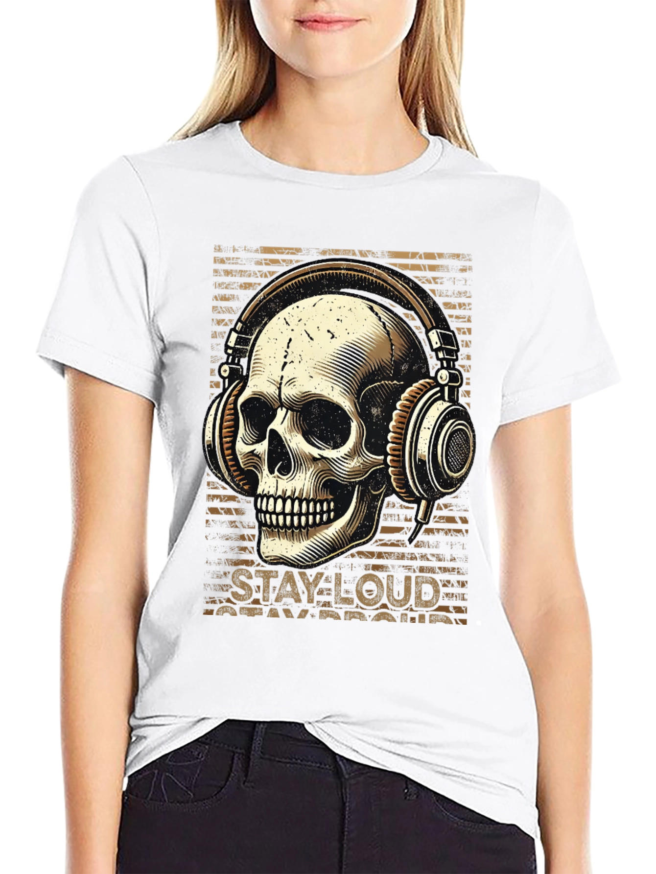 Skull with Headphones Graphic T-Shirt - Stay Loud