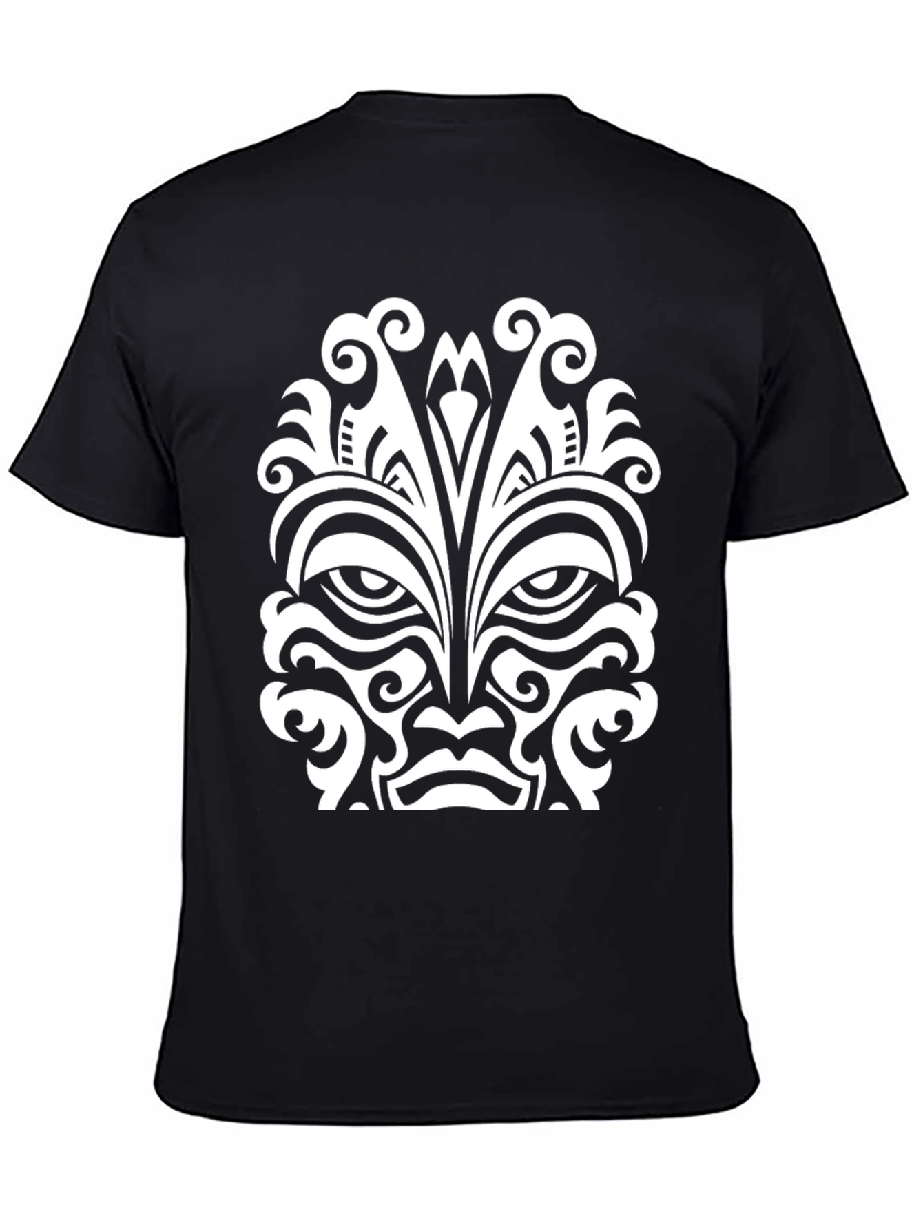 Tribal Mask Graphic Tee - Black Cotton Comfort