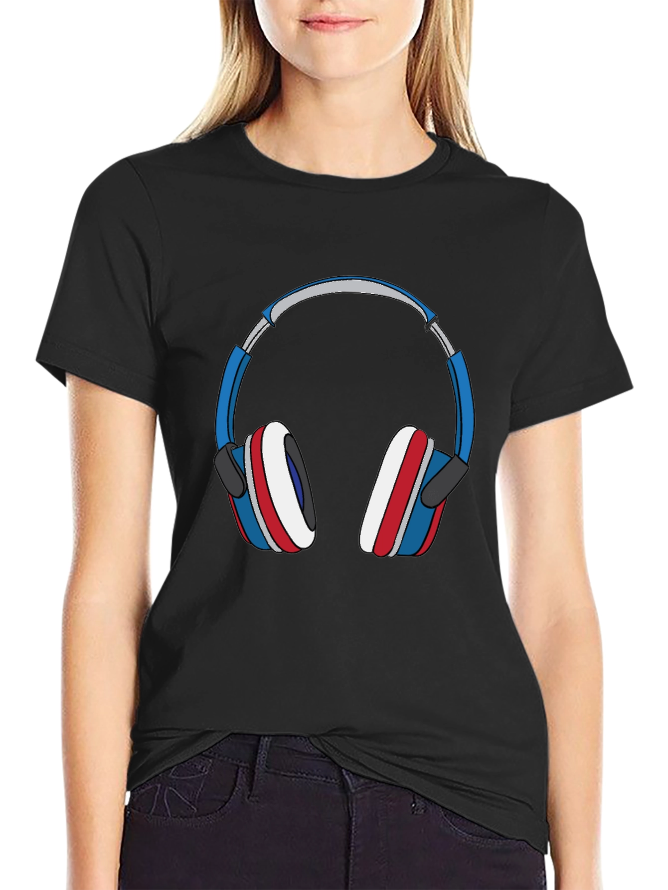 Patriotic Headphones Graphic Tee - Stylish Music Lover Shirt