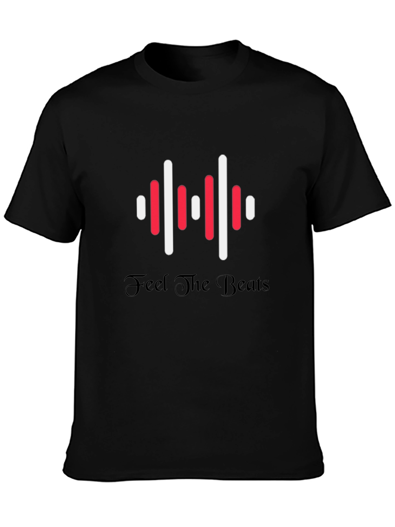 Feel the Beats Graphic Print Black T-Shirt