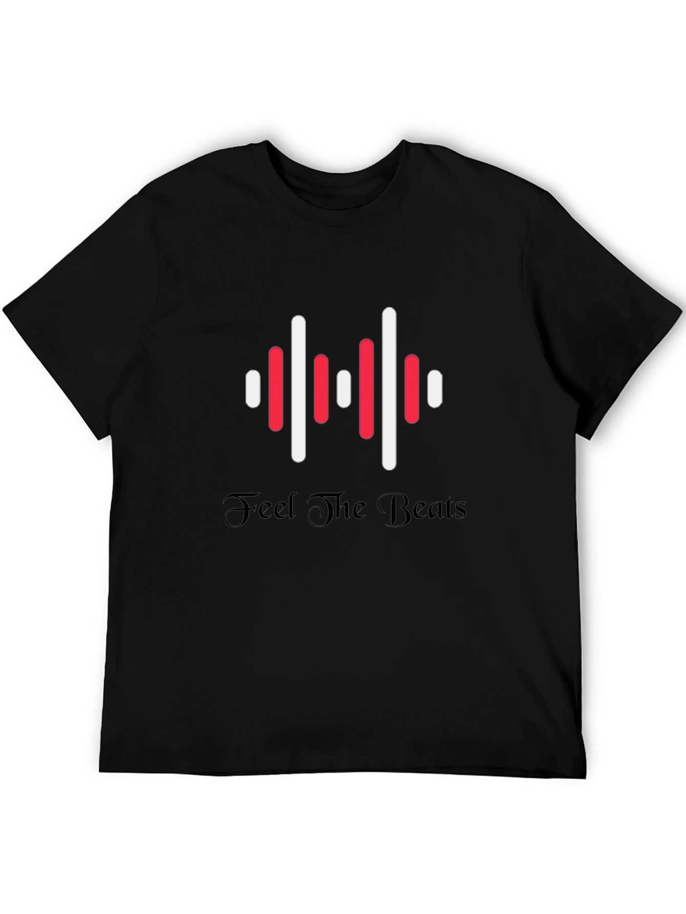 Feel the Beats Graphic Print Black T-Shirt